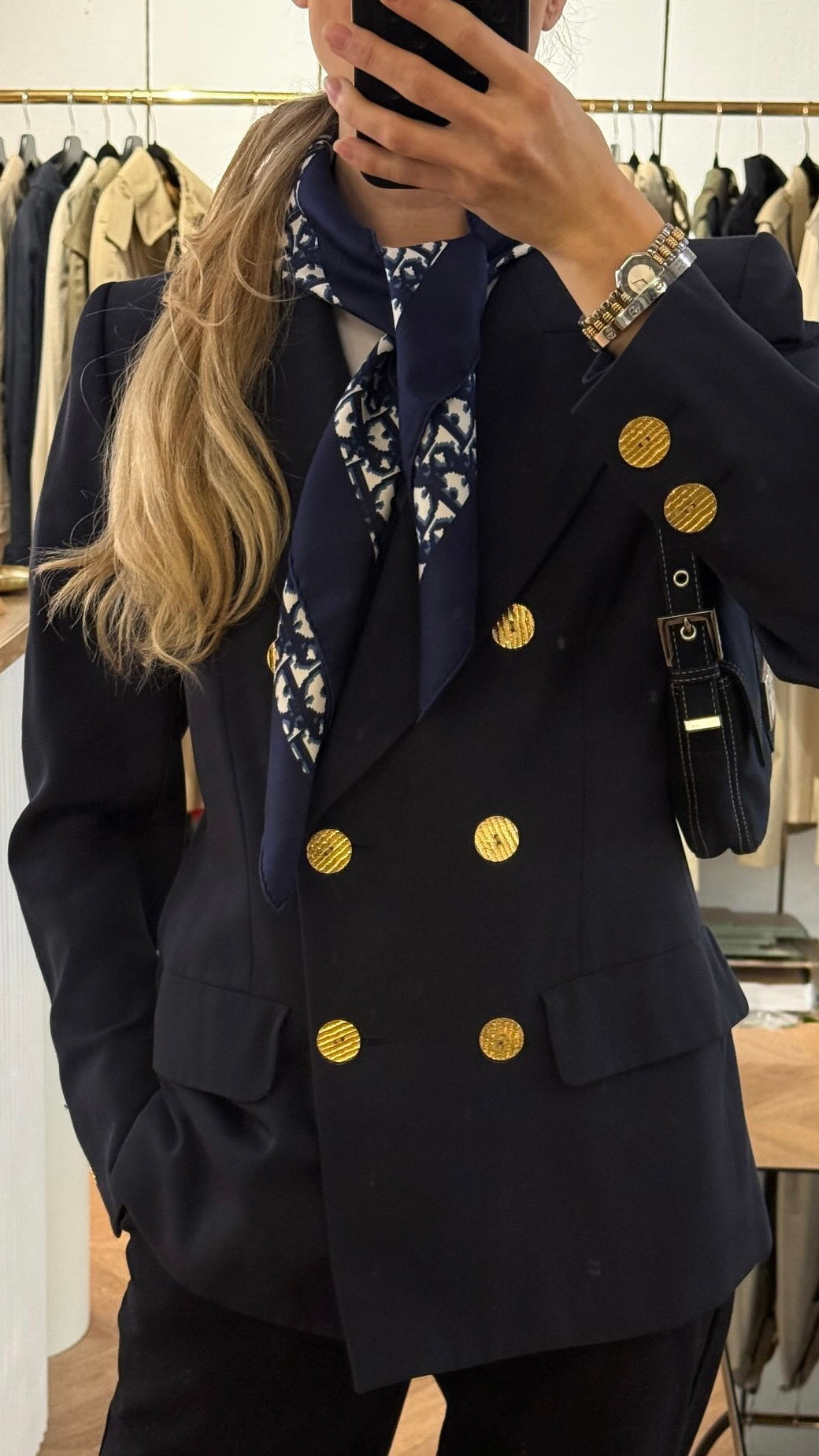 Blazer YVES SAINT LAURENT Rive Gauche S laine bleu marine