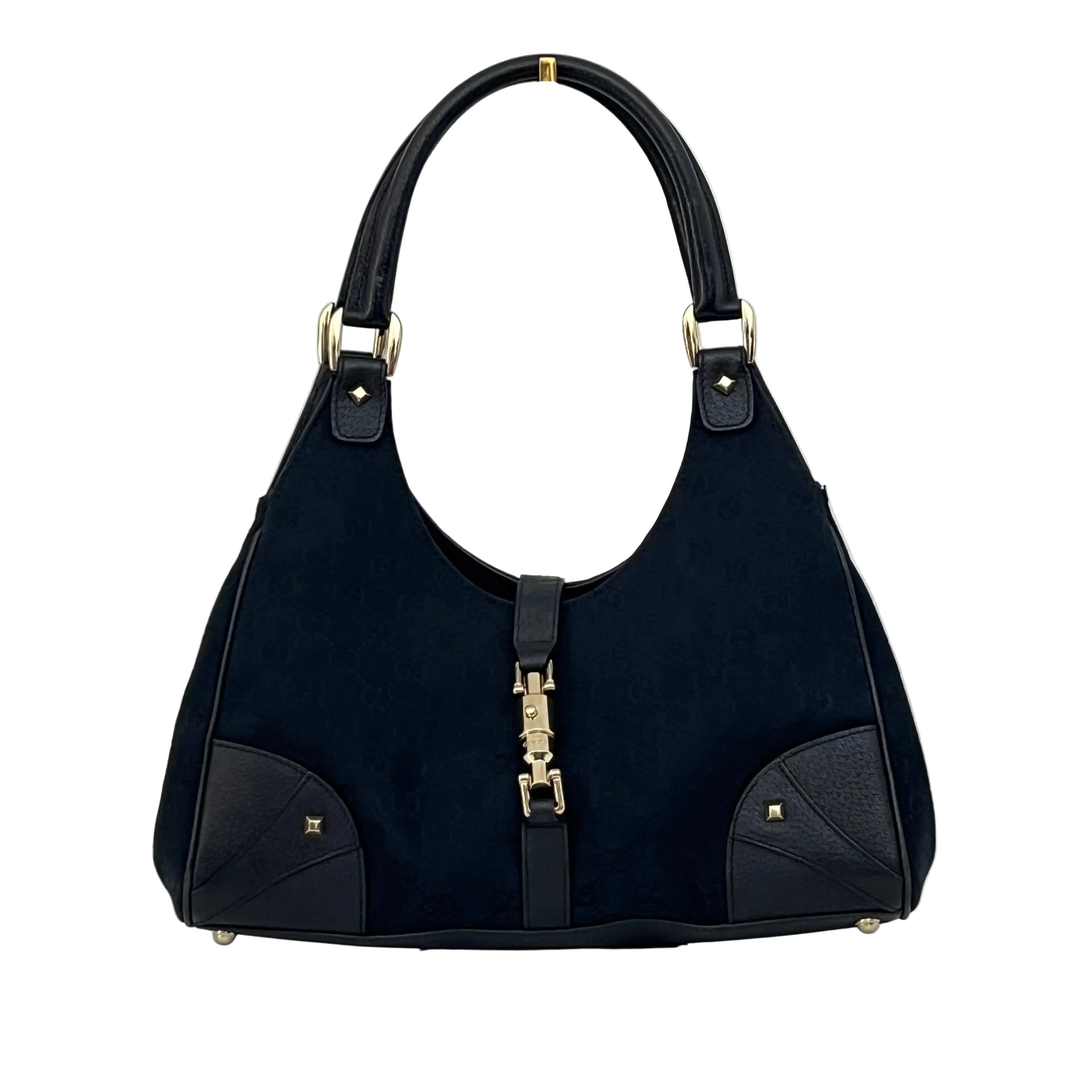 GUCCI Jackie black canvas and leather bag