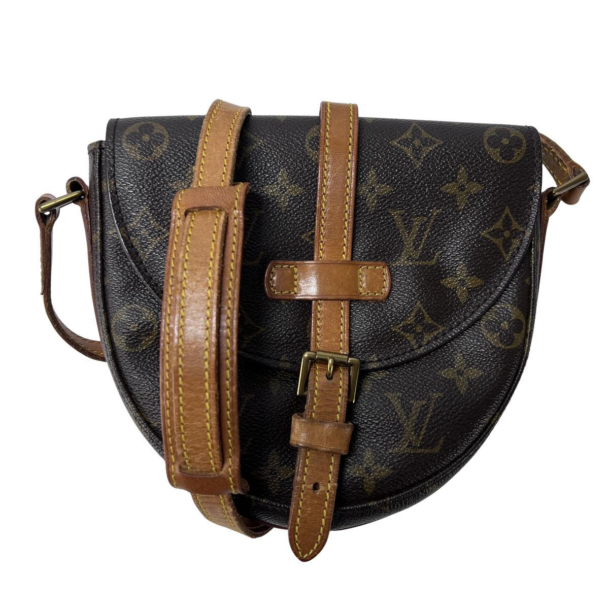 LOUIS VUITTON Chantilly canvas and brown leather handbag