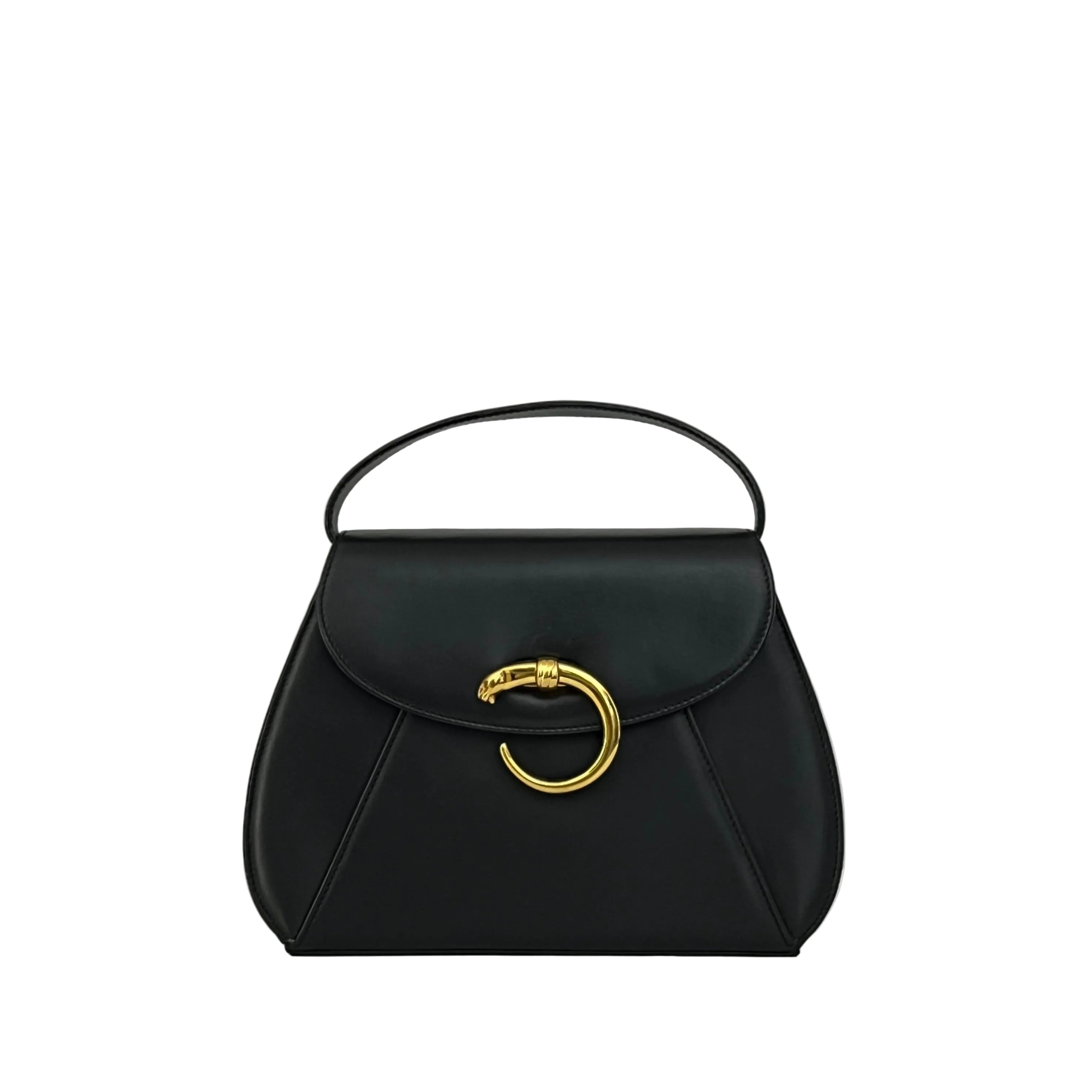 CARTIER Panthère C Small smooth black leather bag