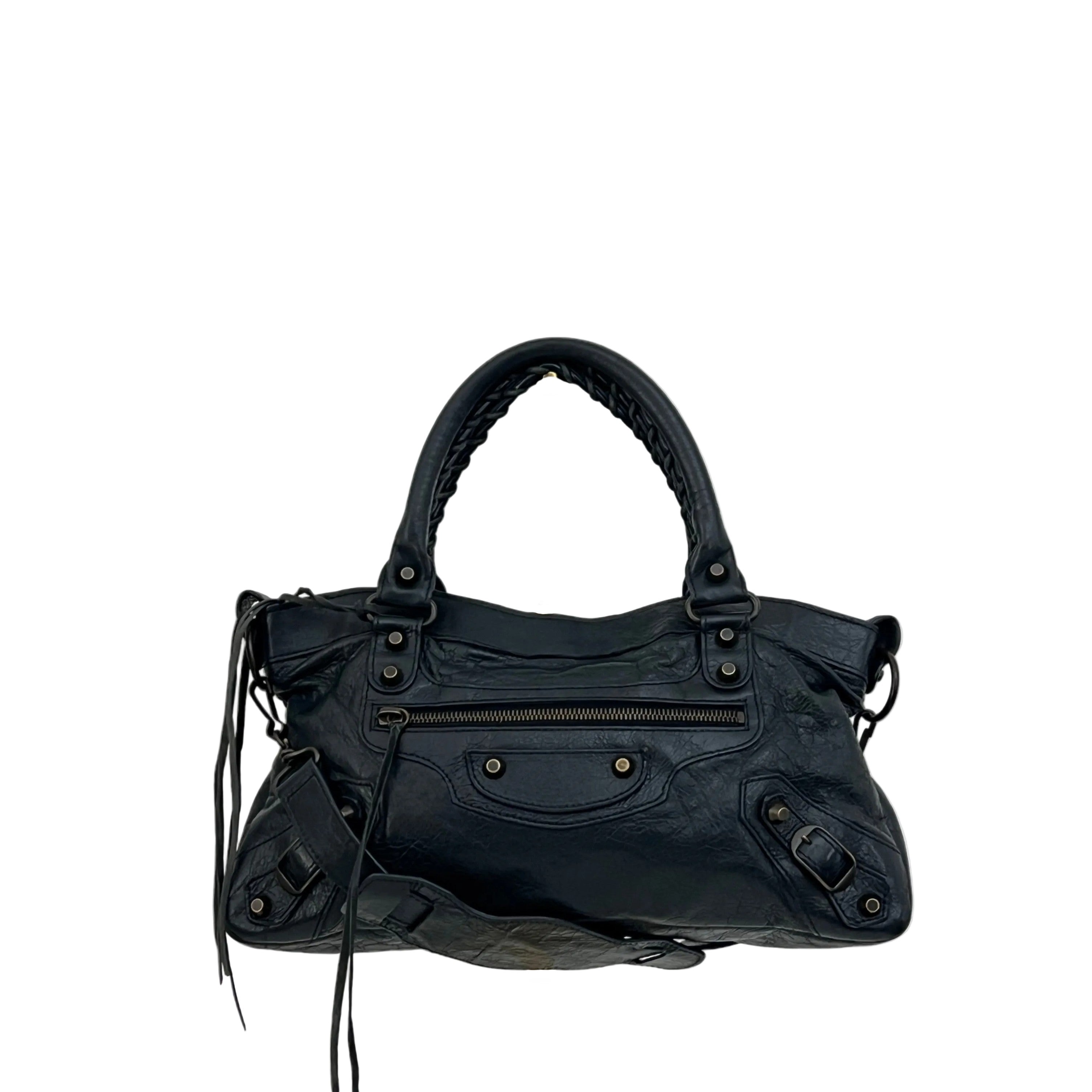 BALENCIAGA The First smooth black leather bag