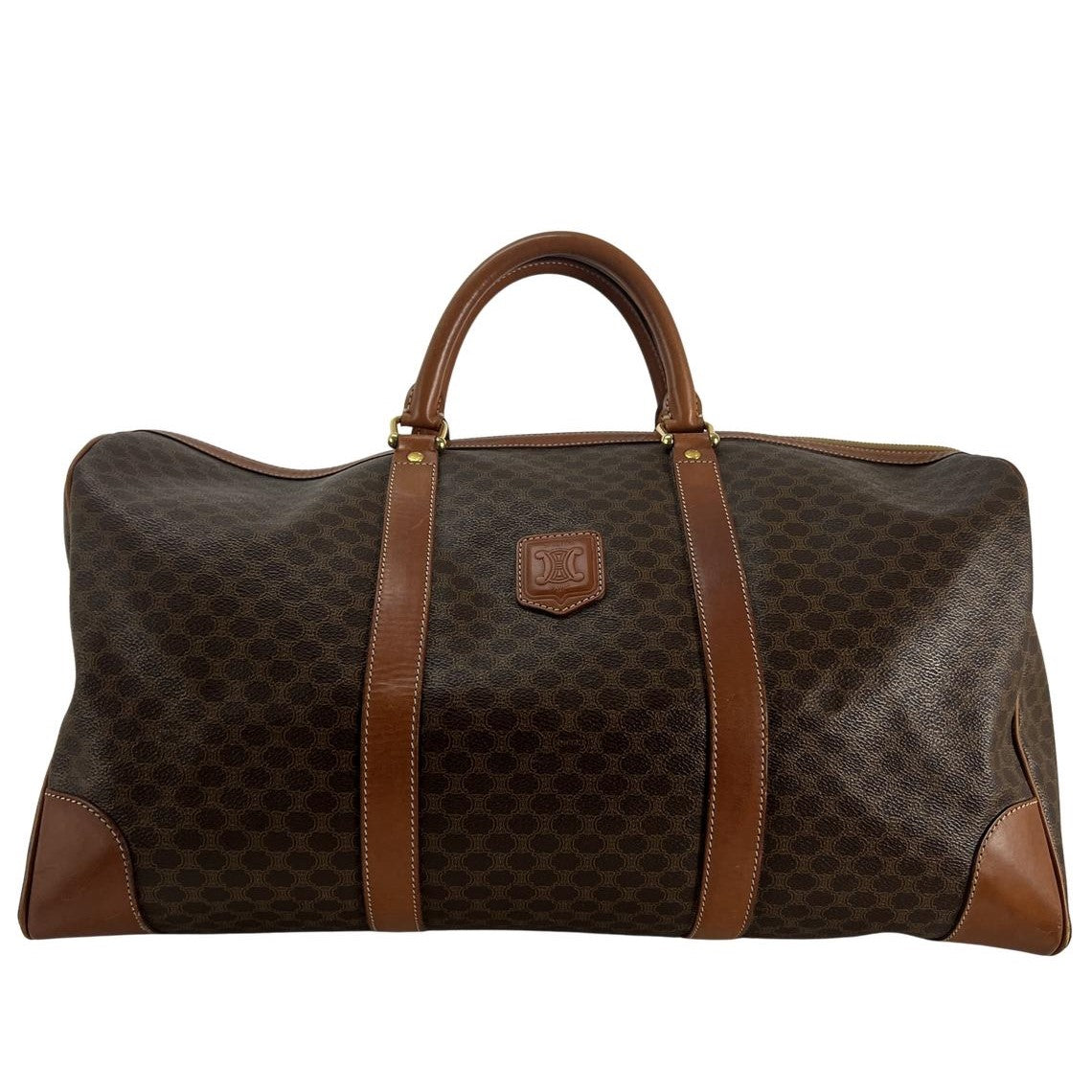 Sac à main CELINE Boston toile et cuir marron