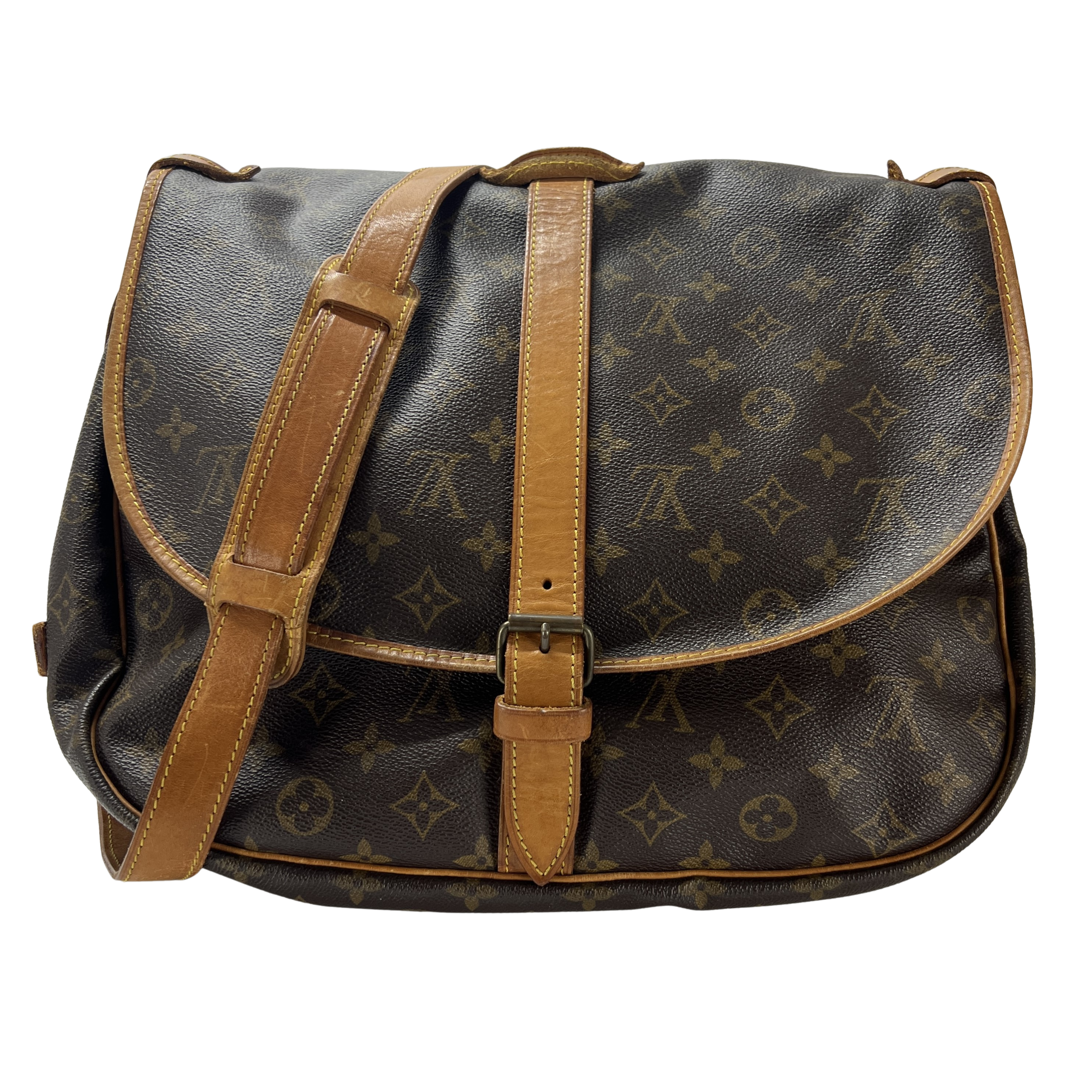 LOUIS VUITTON Saumur 35 handbag in brown canvas and leather