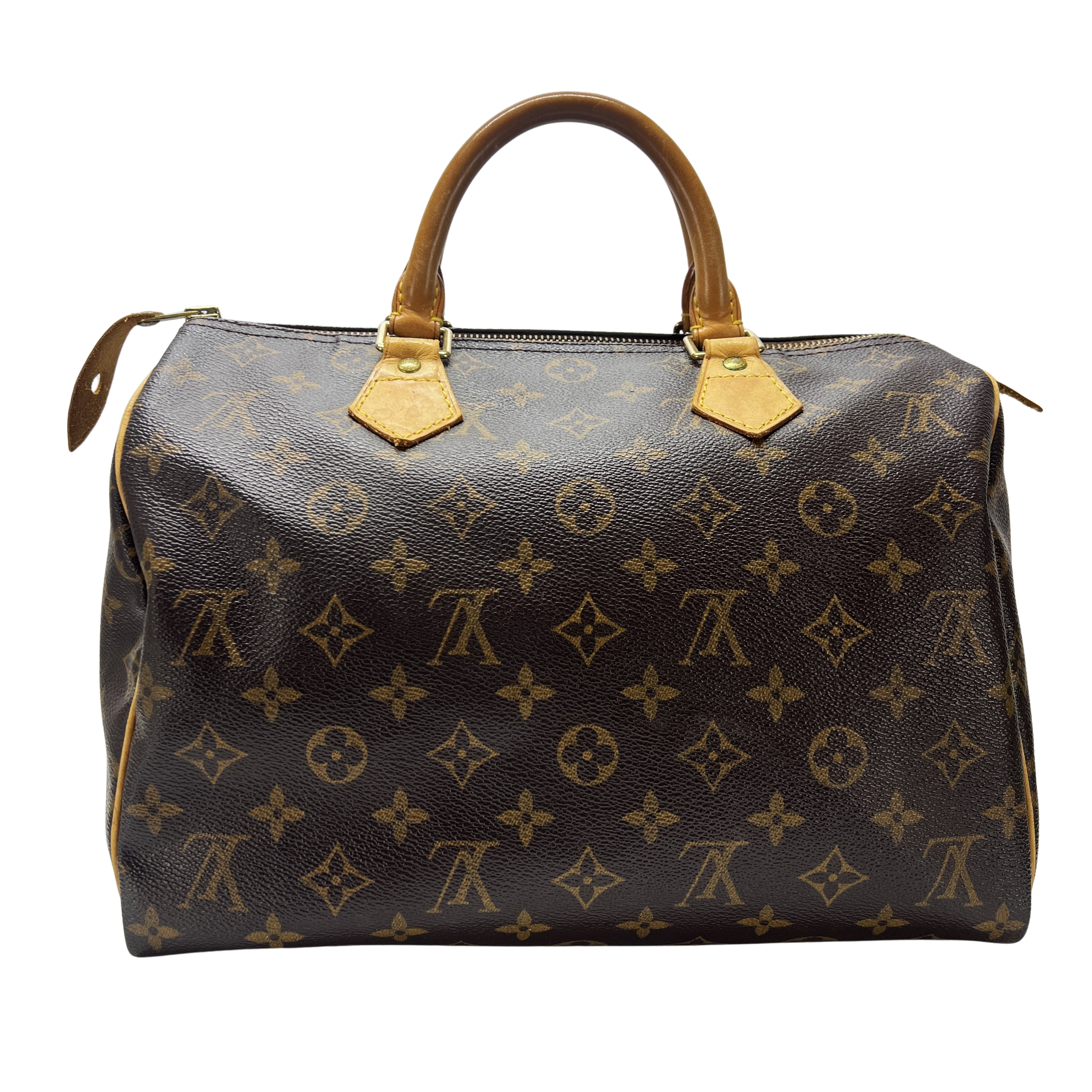 LOUIS VUITTON Speedy 30 canvas and brown leather handbag