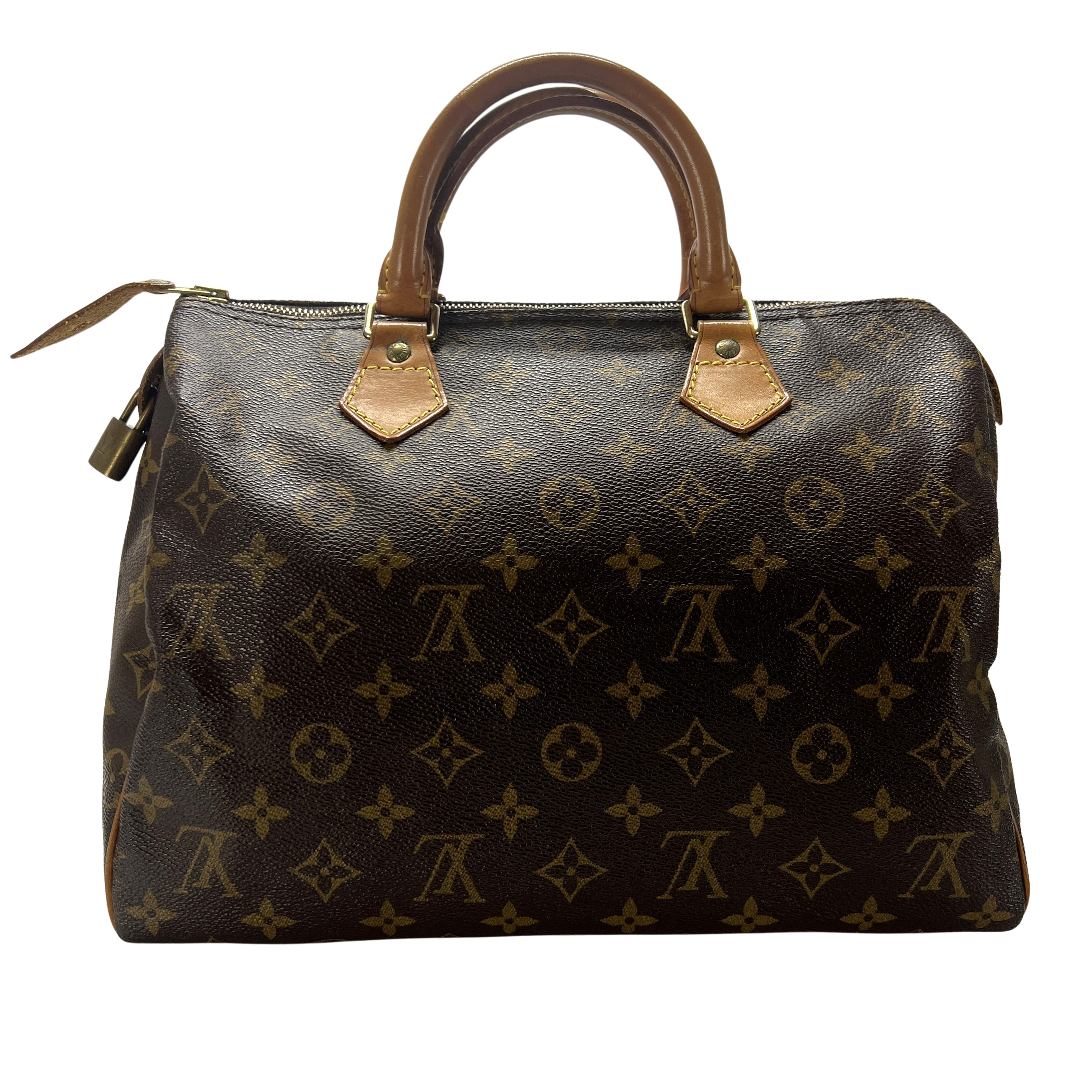 LOUIS VUITTON Speedy 30 canvas and brown leather handbag