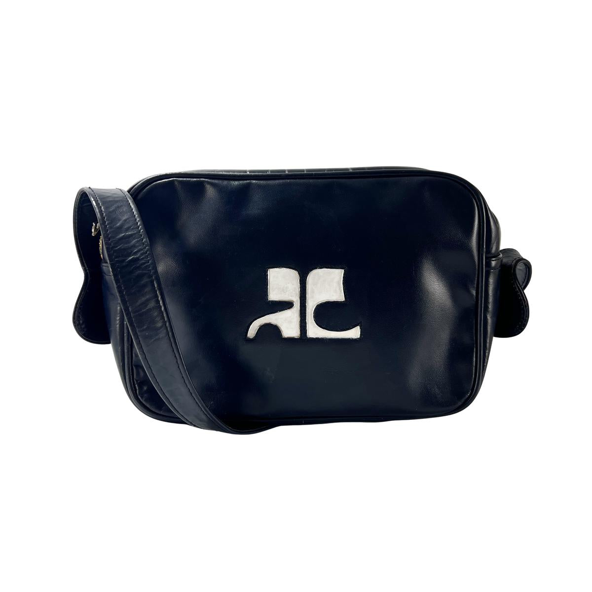 Sac à main COURREGES Camera cuir bleu