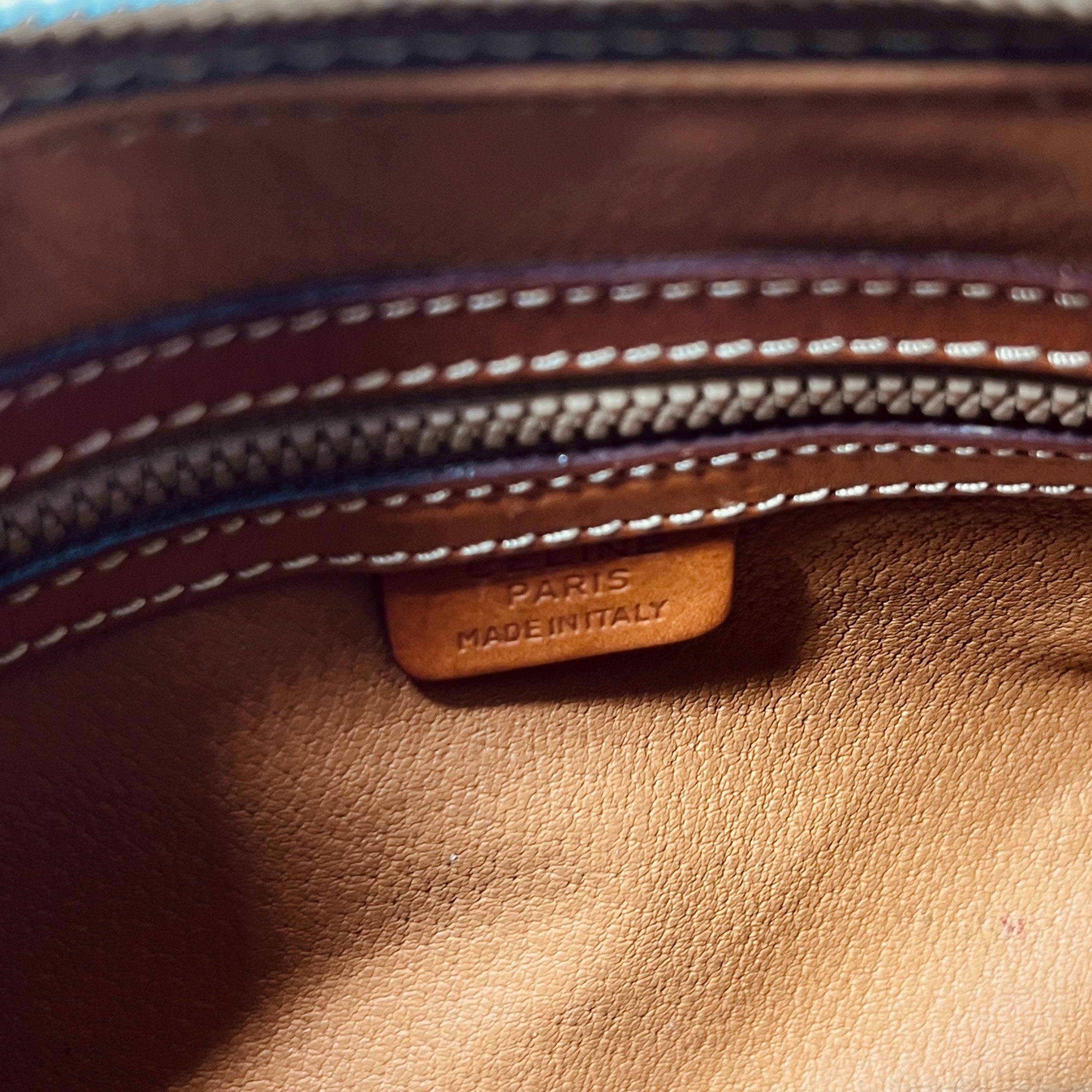 CELINE Papillon handbag in brown canvas and leather