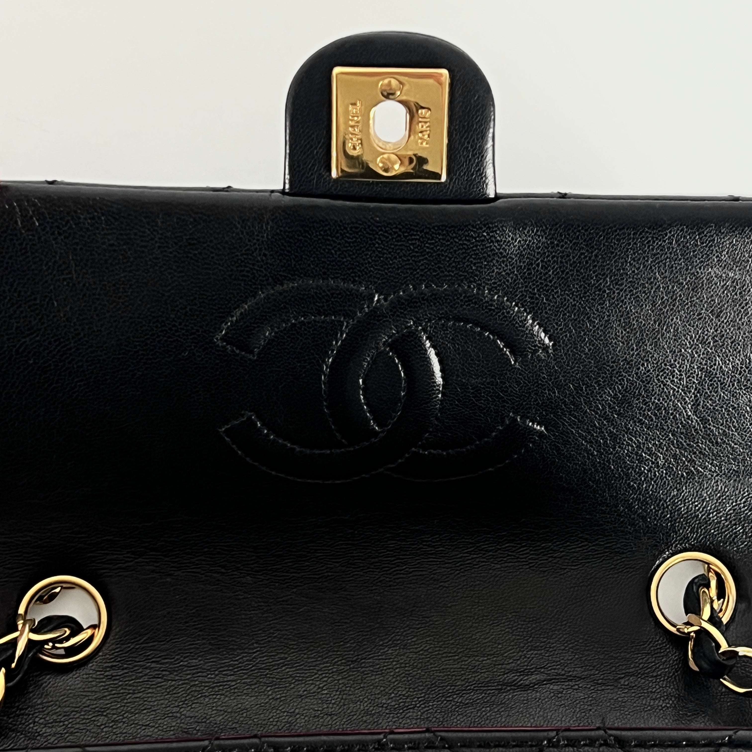 CHANEL Timeless classic mini flap black leather handbag
