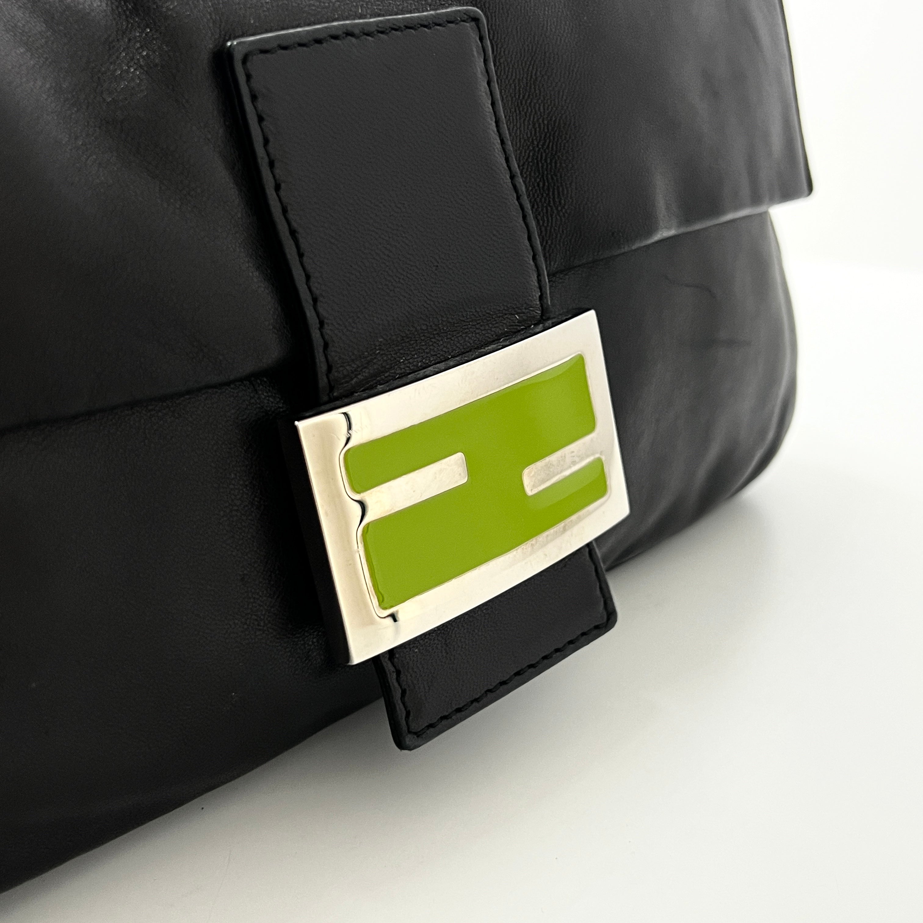 FENDI Mamma Baguette black leather handbag