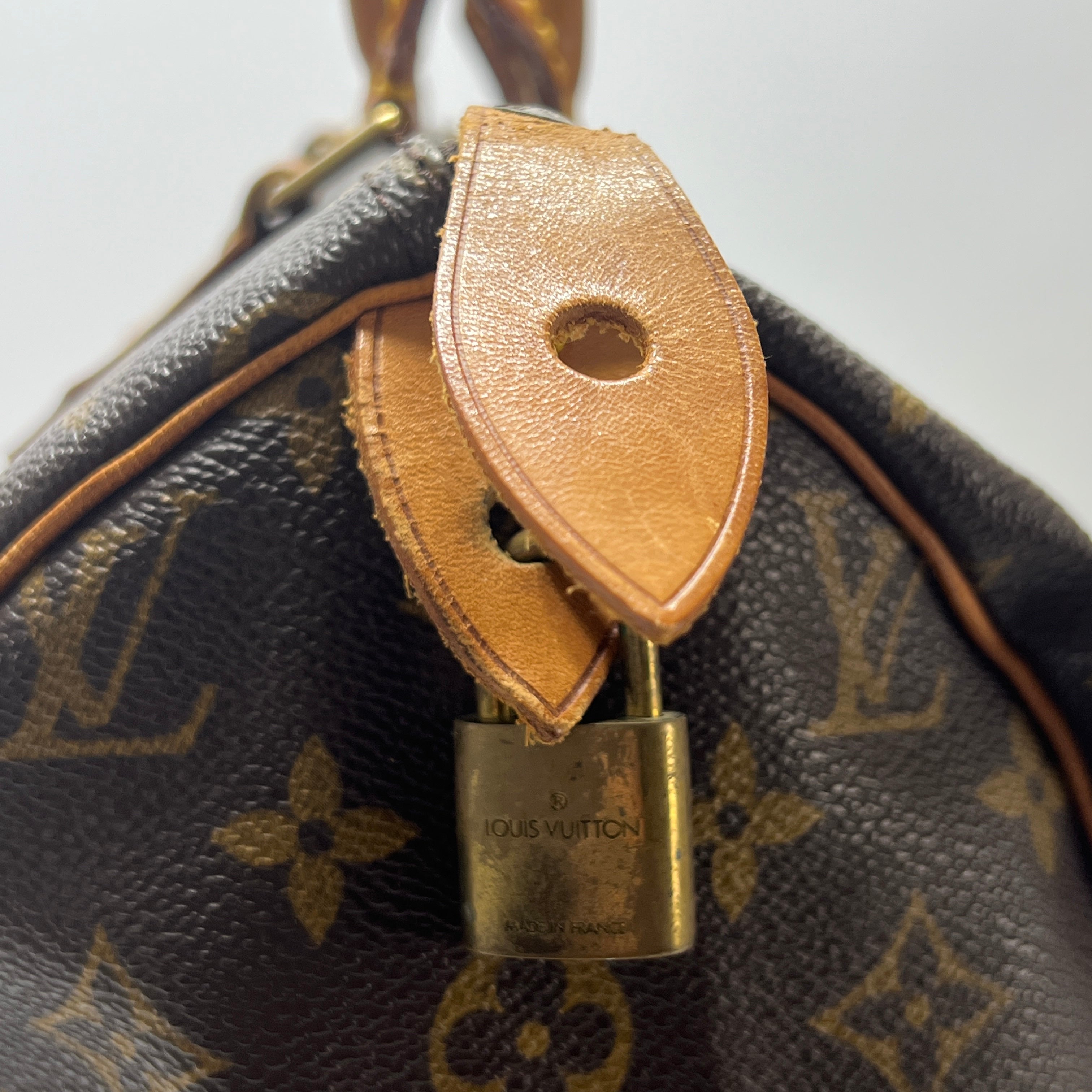 Sac à main LOUIS VUITTON Speedy 30 toile et cuir marron