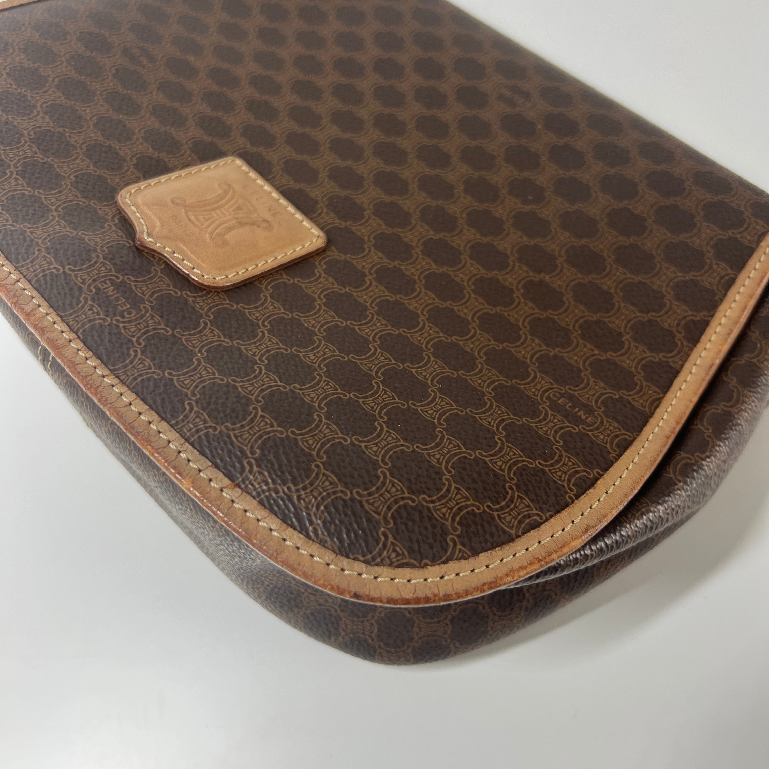 Sac à main CELINE toile et cuir marron