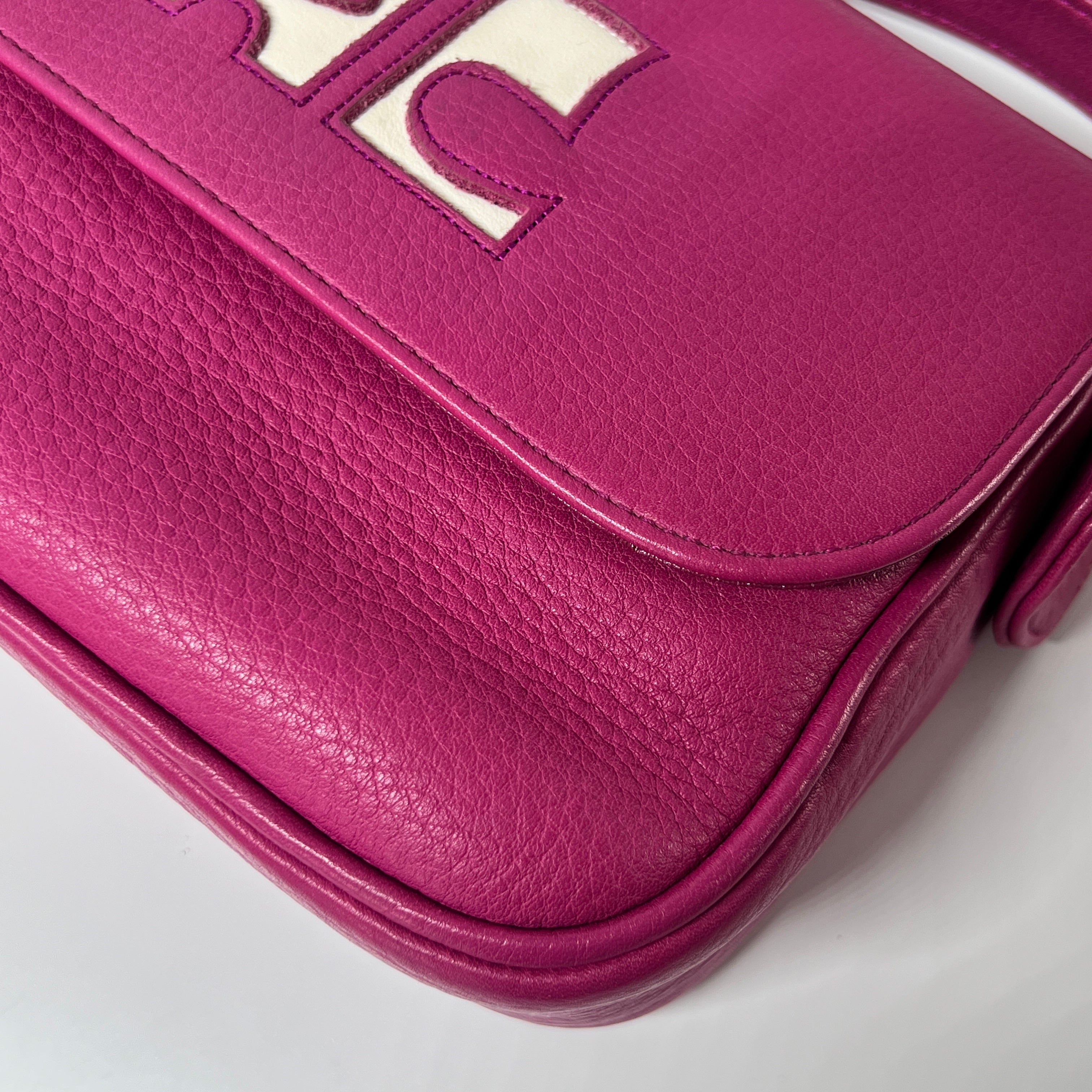 COURREGES Camera pink leather handbag