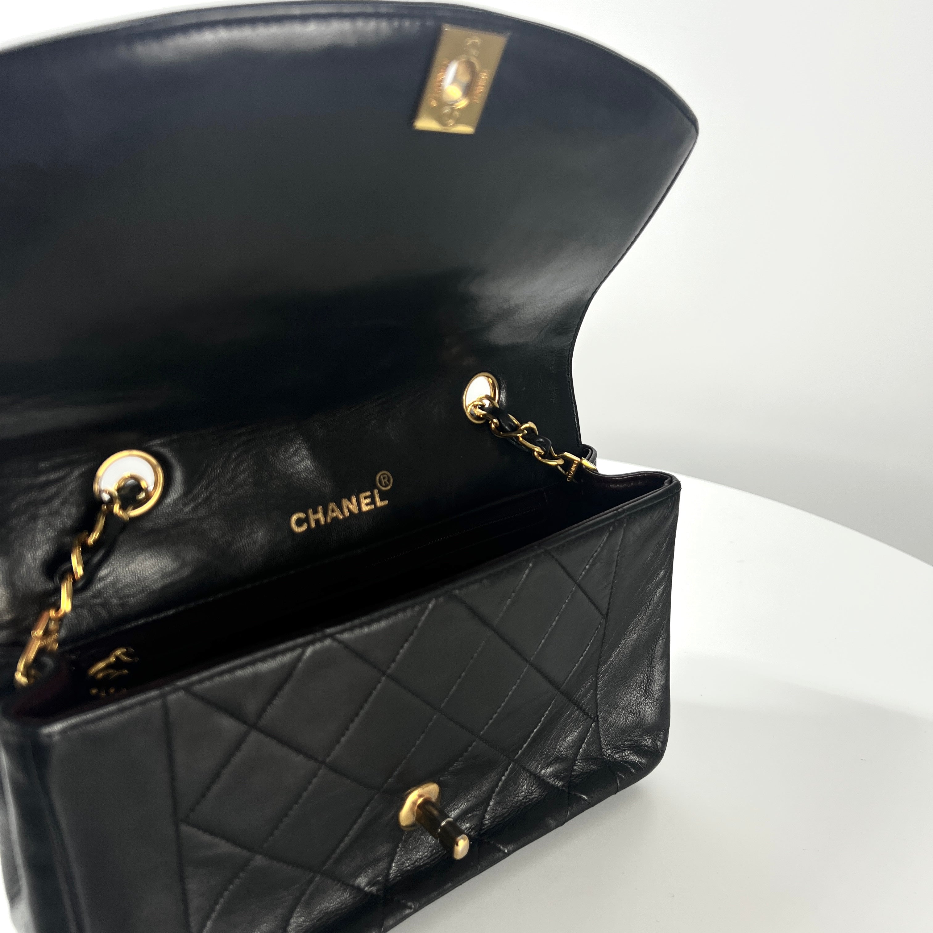 CHANEL Diana Small black leather handbag