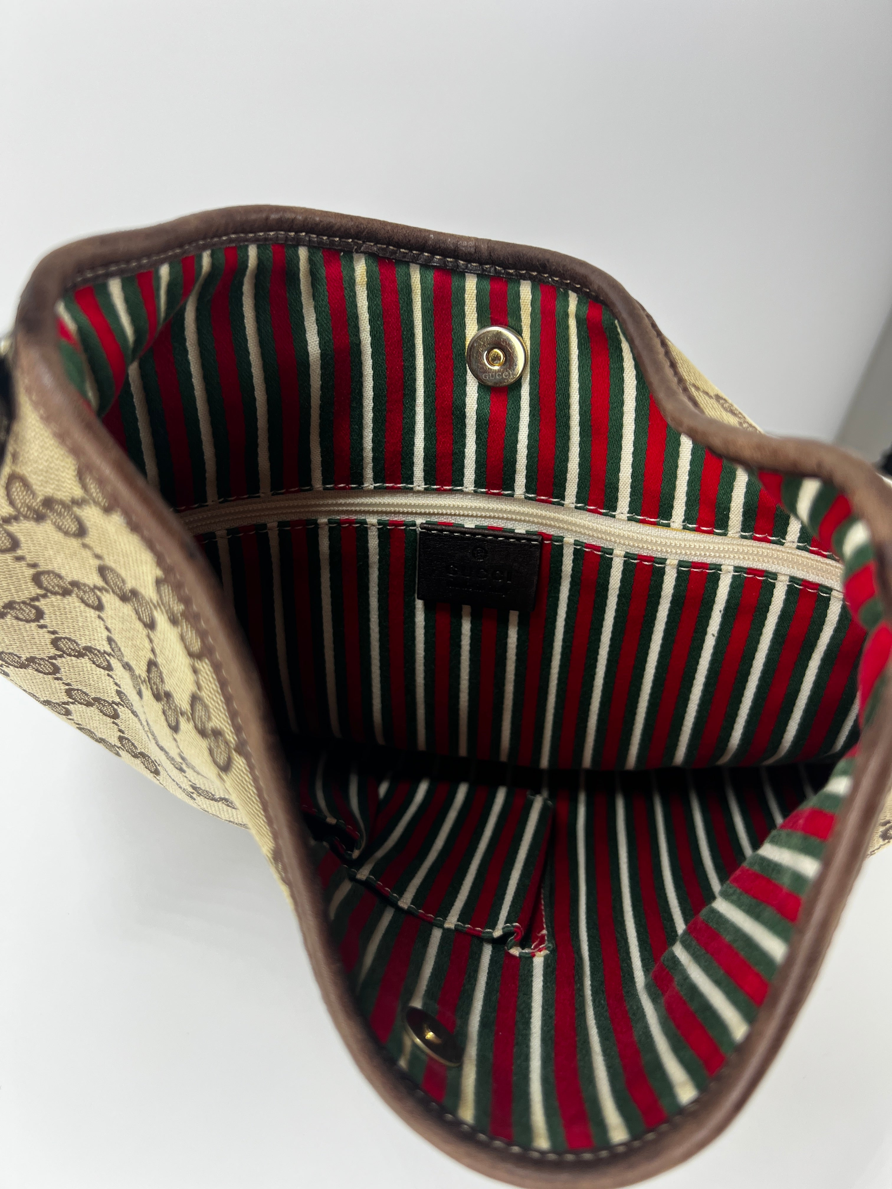 Sac à main GUCCI Hobo toile et cuir marron