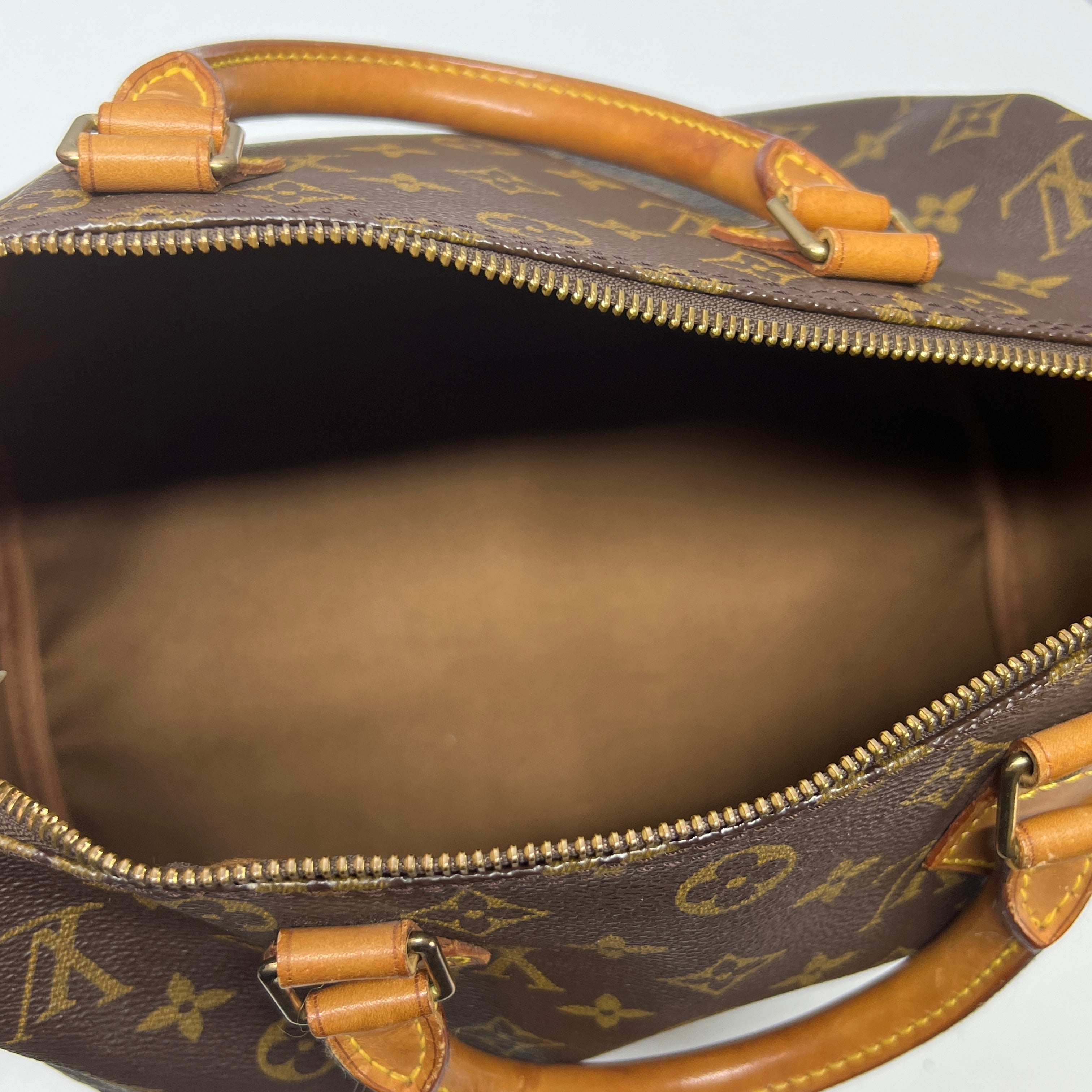 Sac à main LOUIS VUITTON Speedy 30 toile et cuir marron