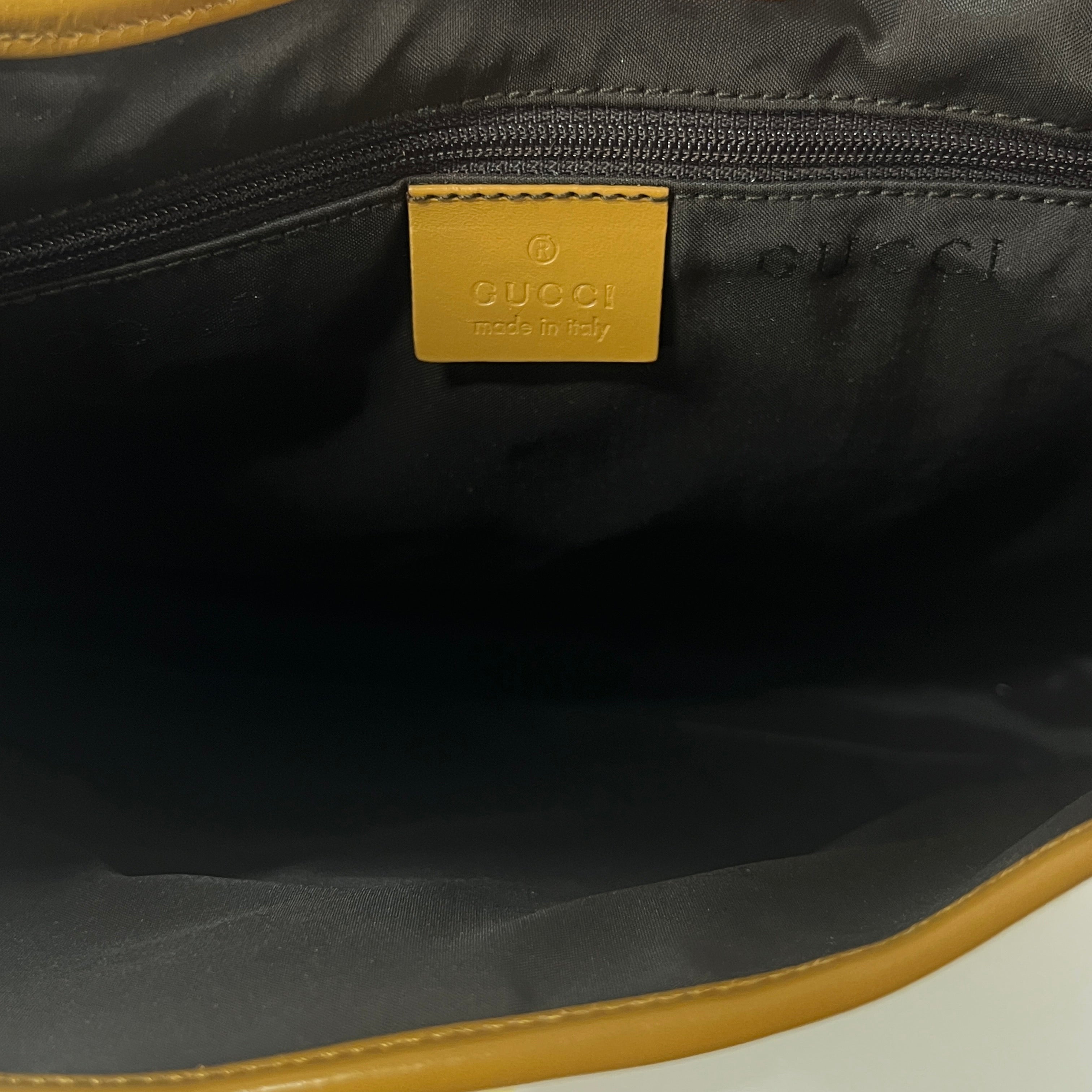 GUCCI Jackie canvas and beige leather handbag