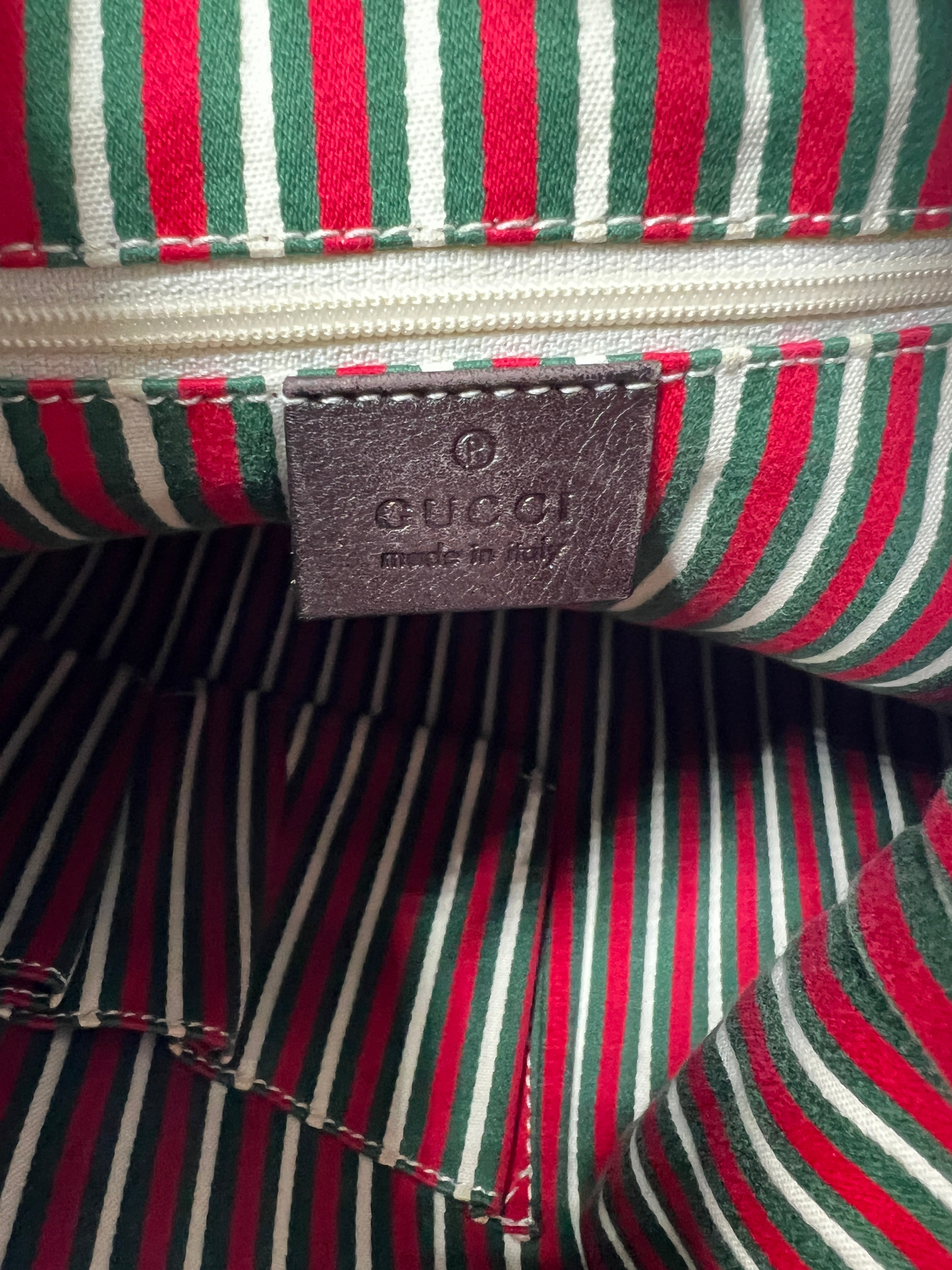 Sac à main GUCCI Hobo toile et cuir marron