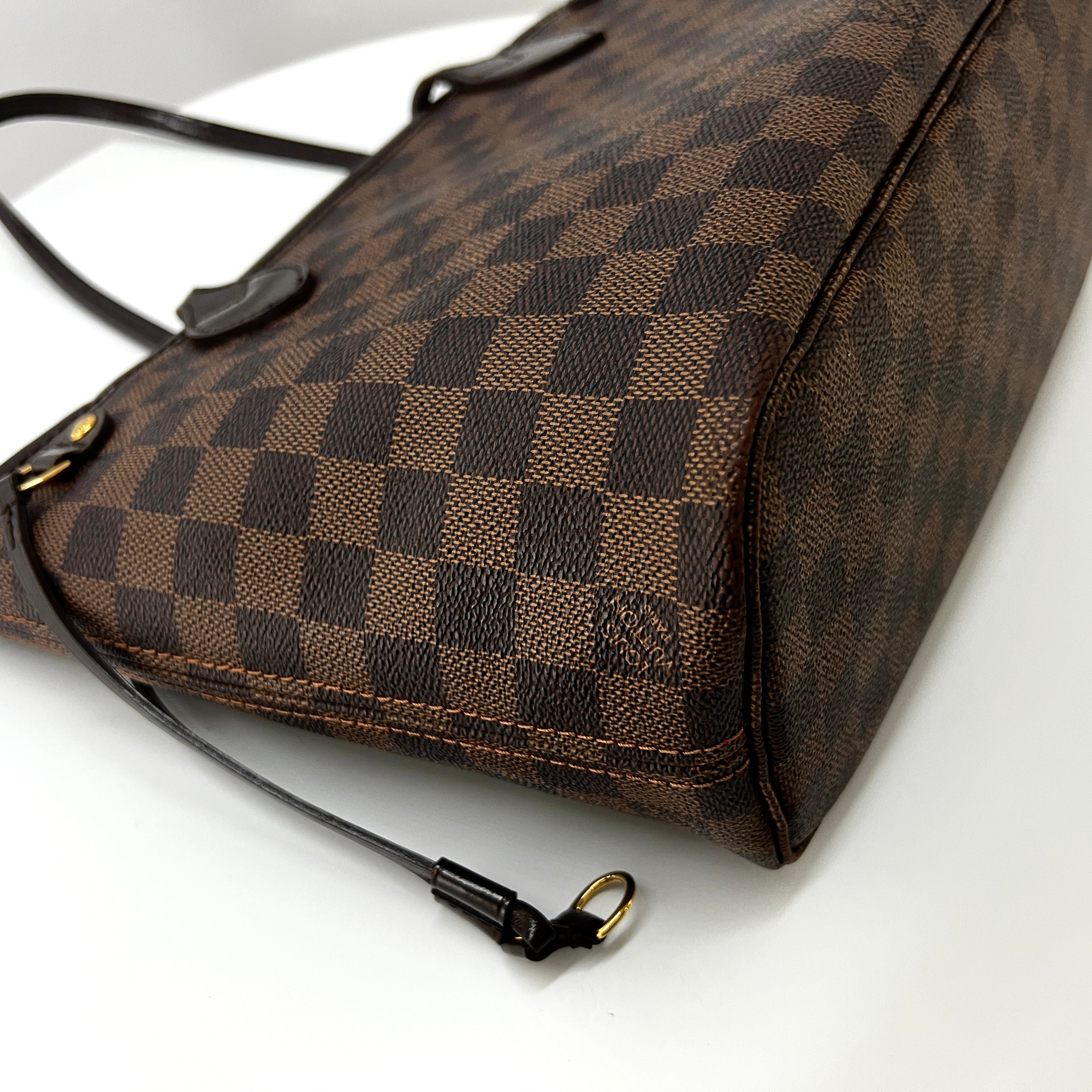 LOUIS VUITTON Neverfull PM handbag in brown canvas and leather