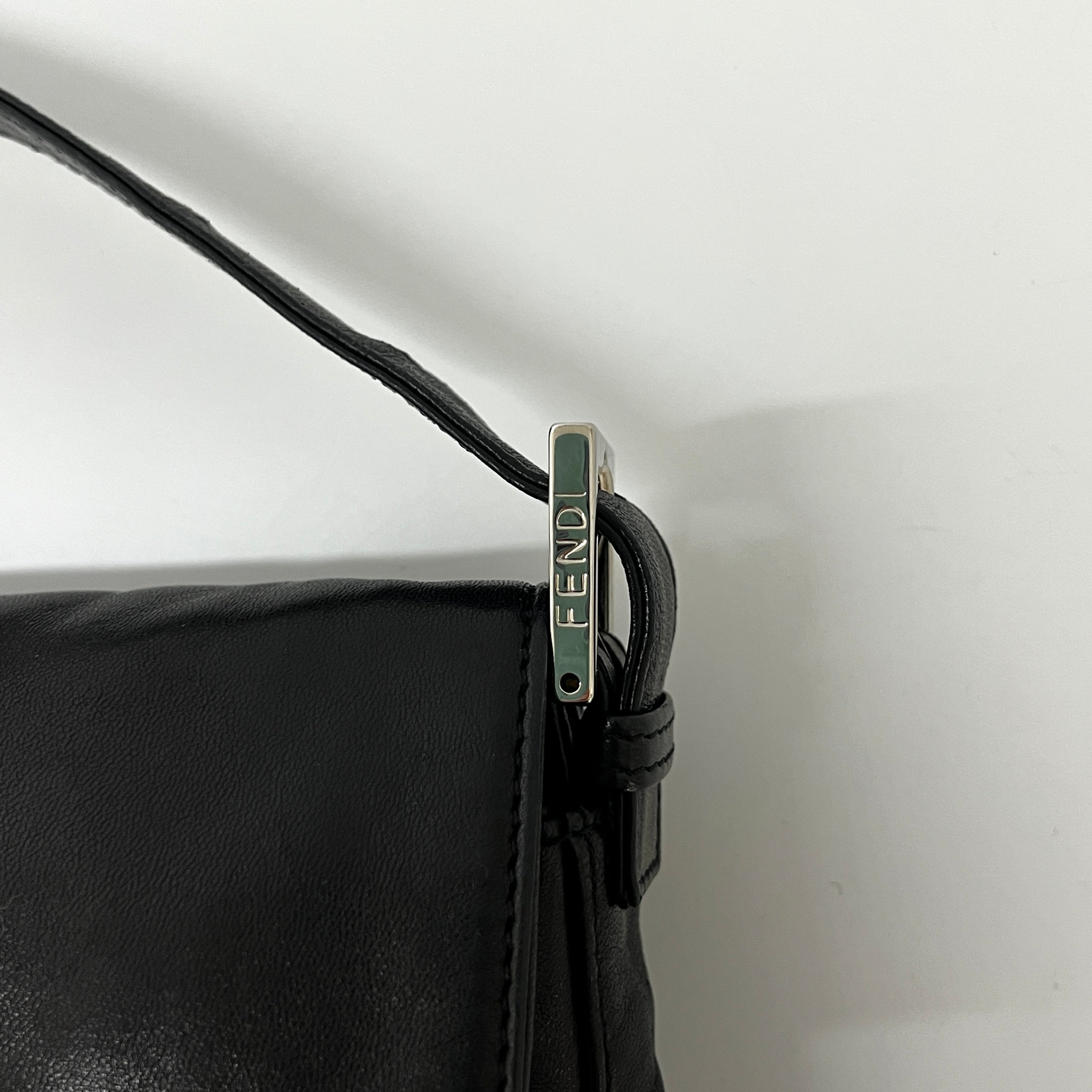 FENDI Mamma Baguette black leather handbag