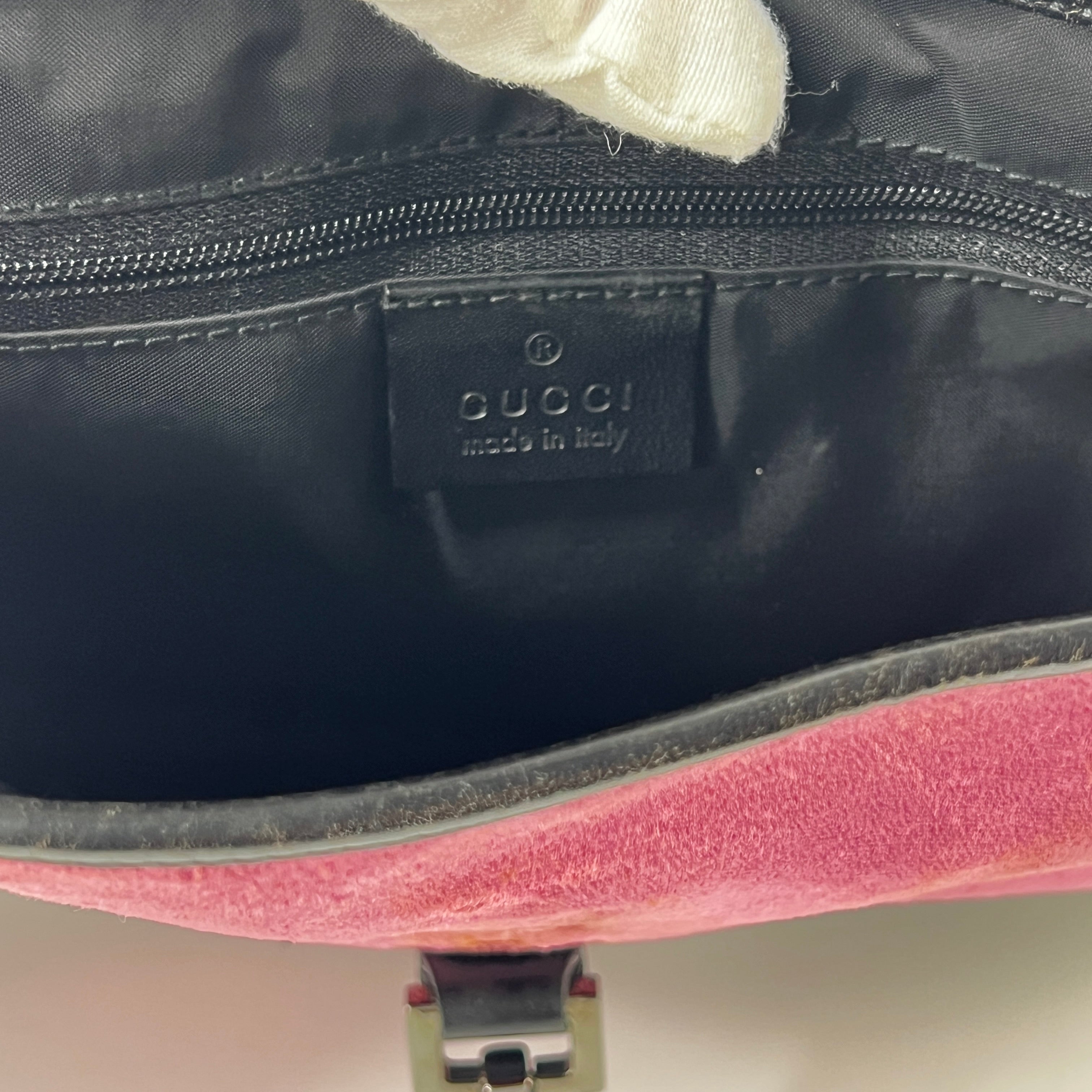 Sac à main GUCCI Jackie suede et cuir rose