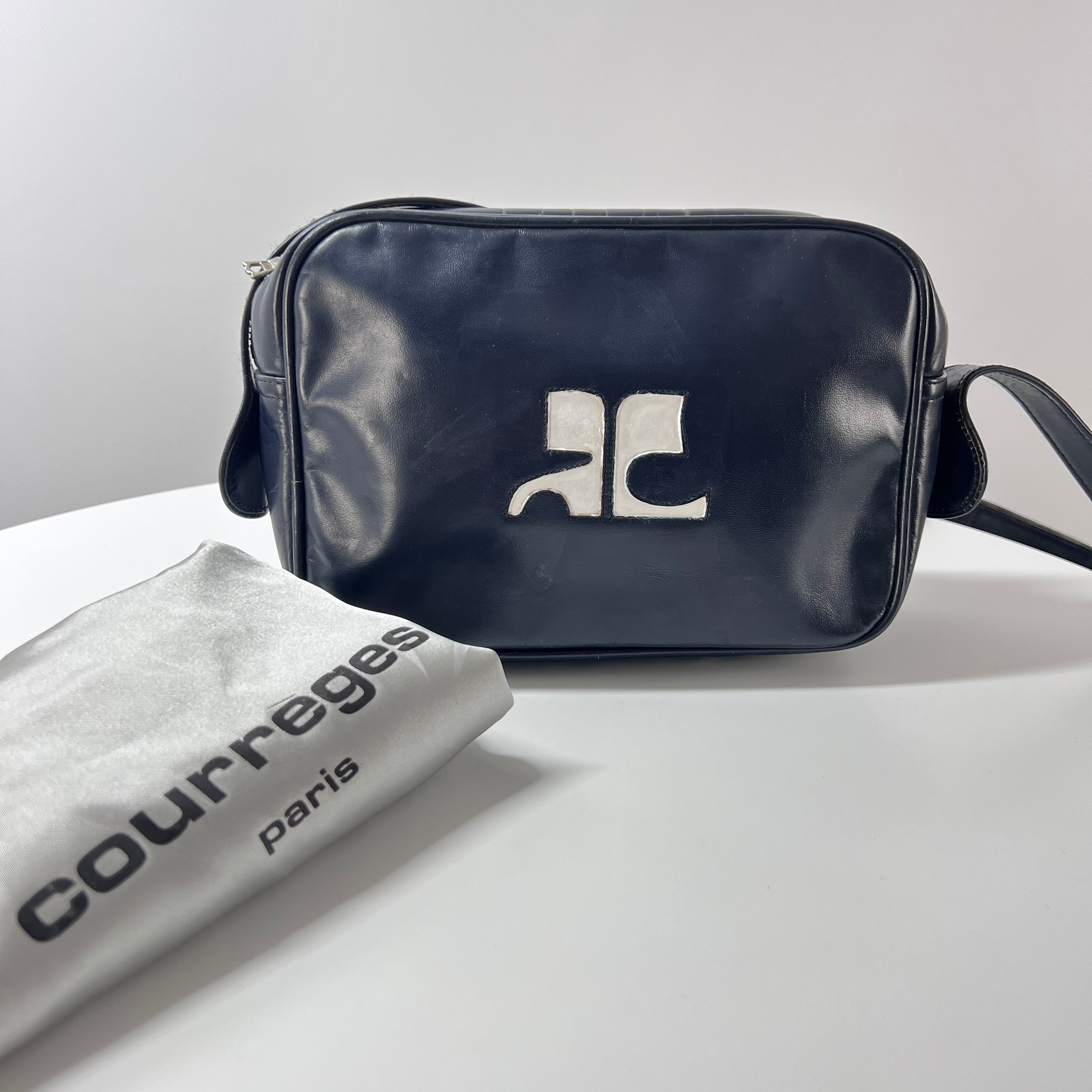 Sac à main COURREGES Camera cuir bleu
