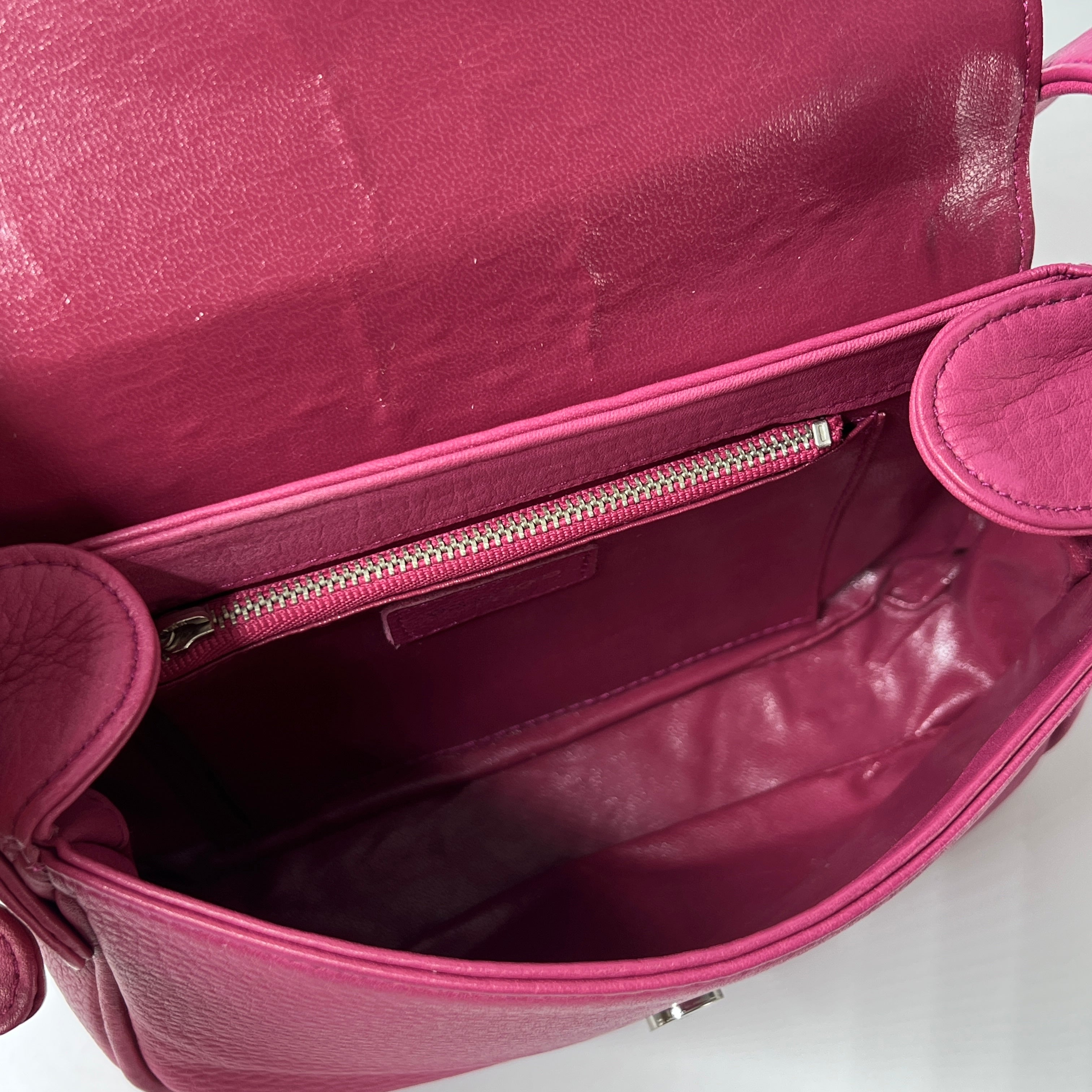 COURREGES Camera pink leather handbag