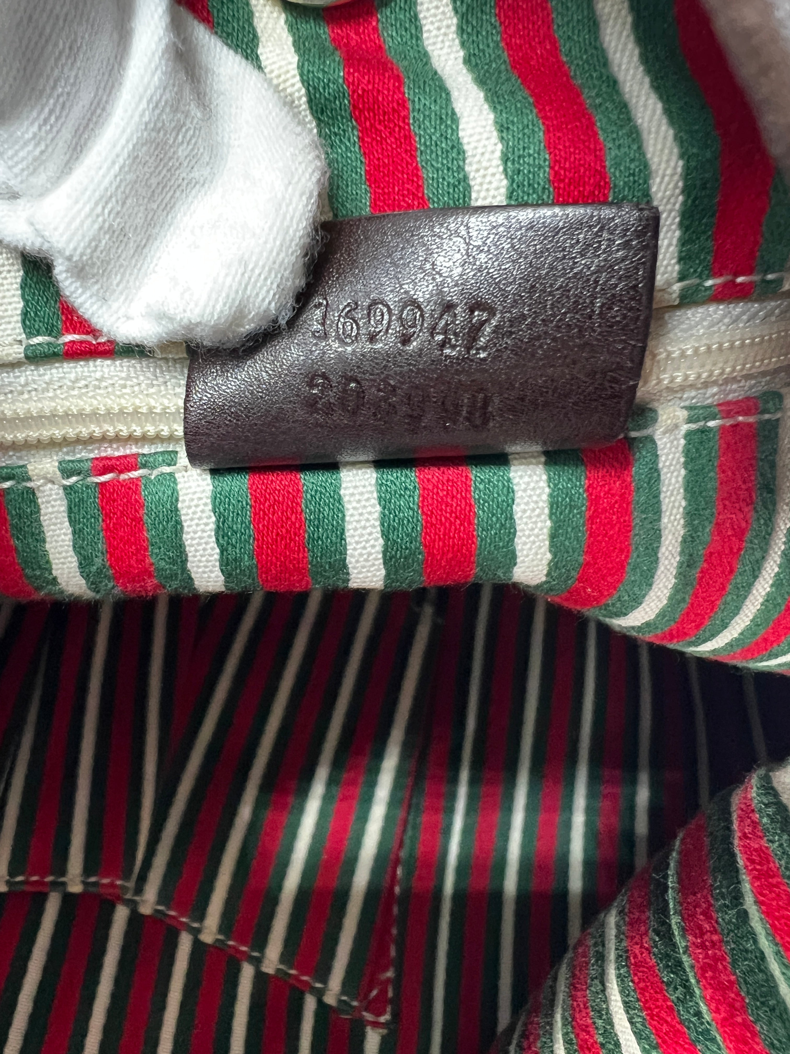 Sac à main GUCCI Hobo toile et cuir marron
