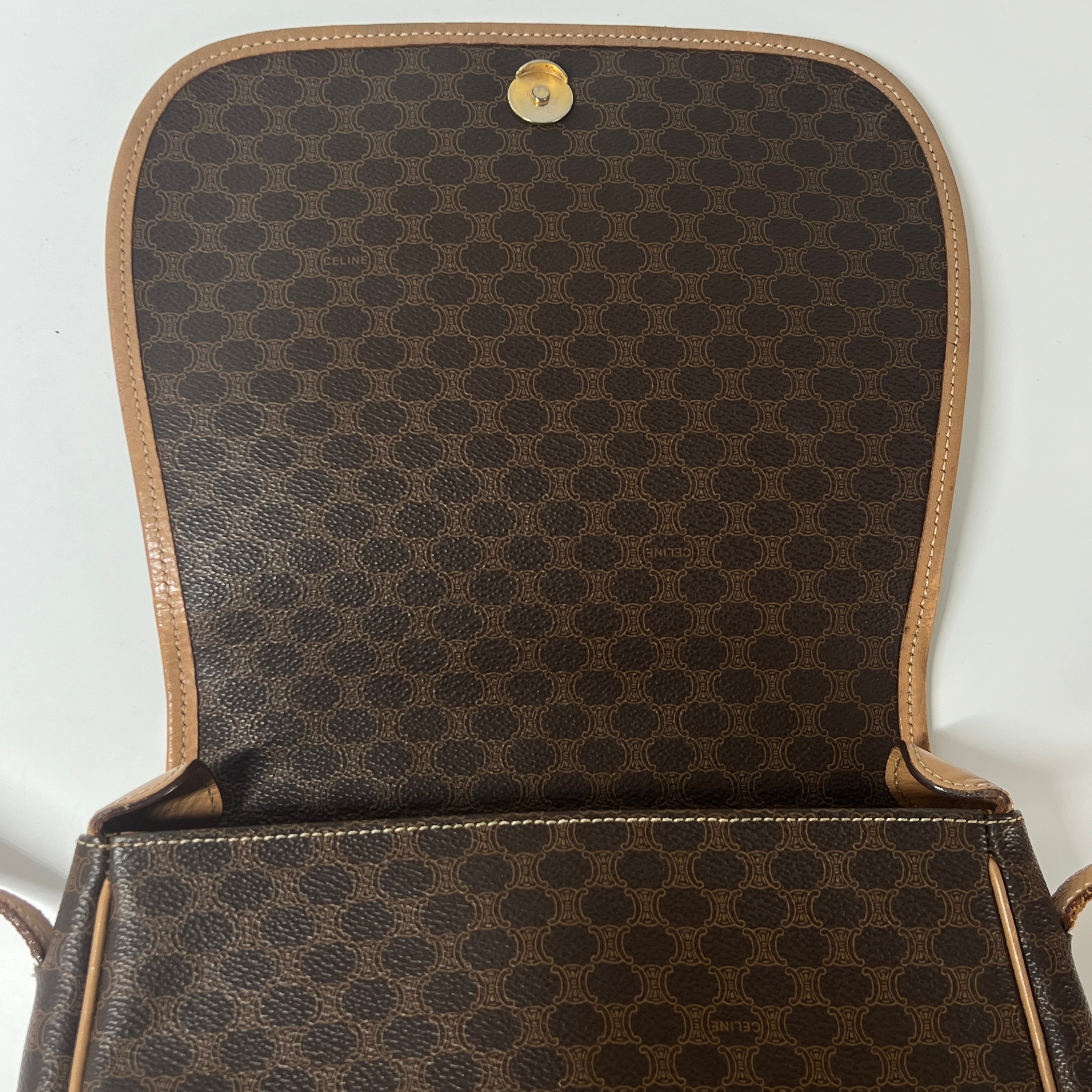 Sac à main CELINE toile et cuir marron