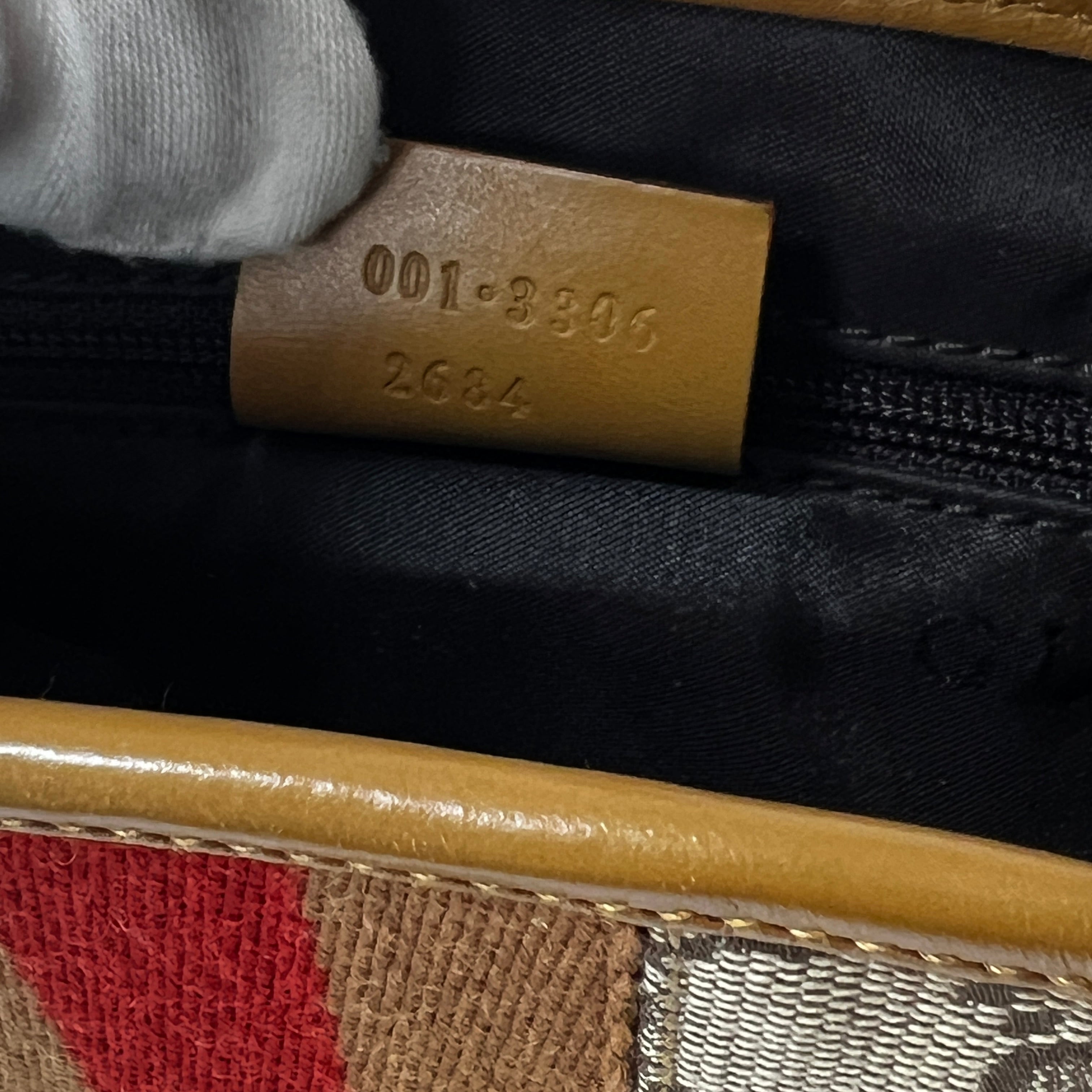 GUCCI Jackie canvas and beige leather handbag