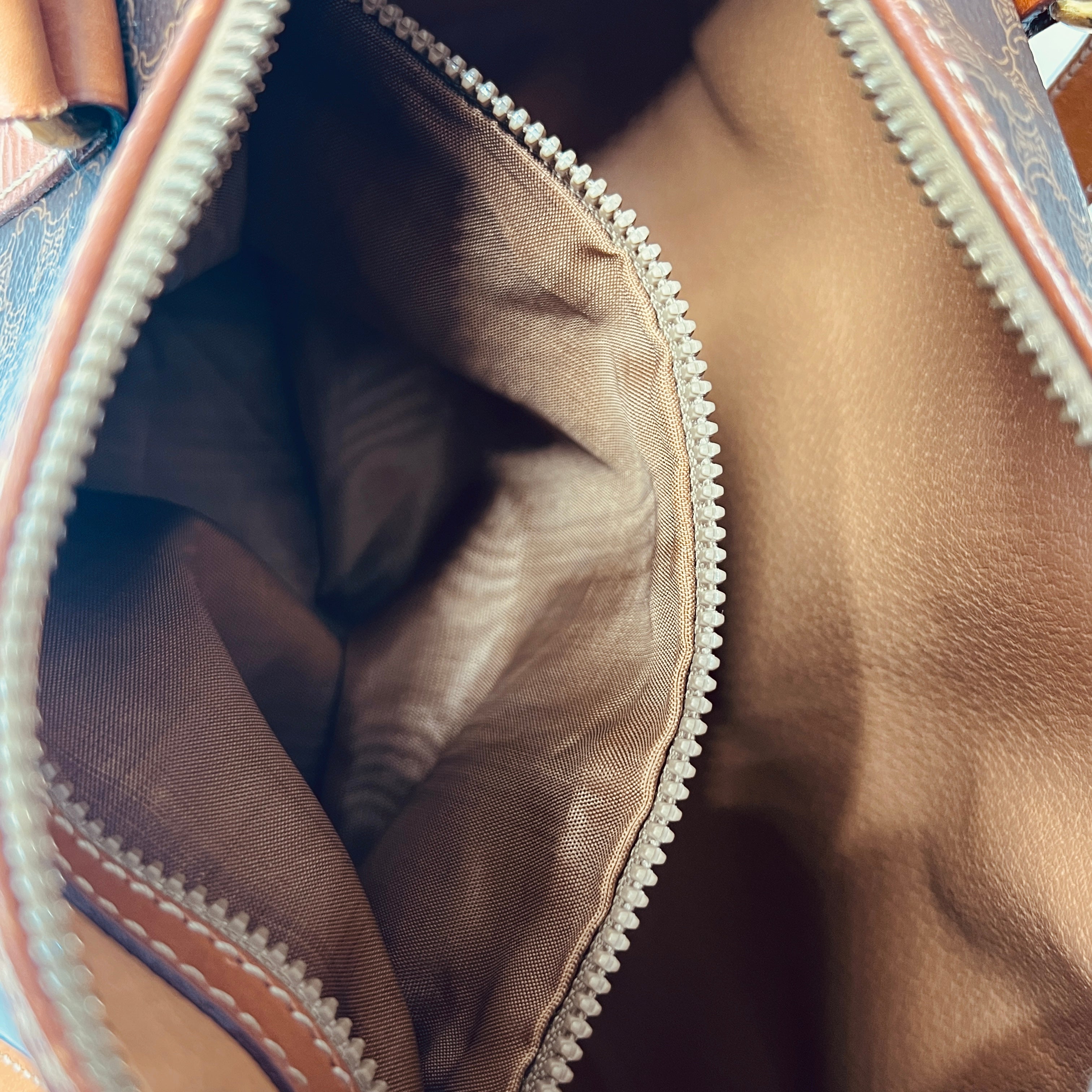 CELINE Papillon handbag in brown canvas and leather