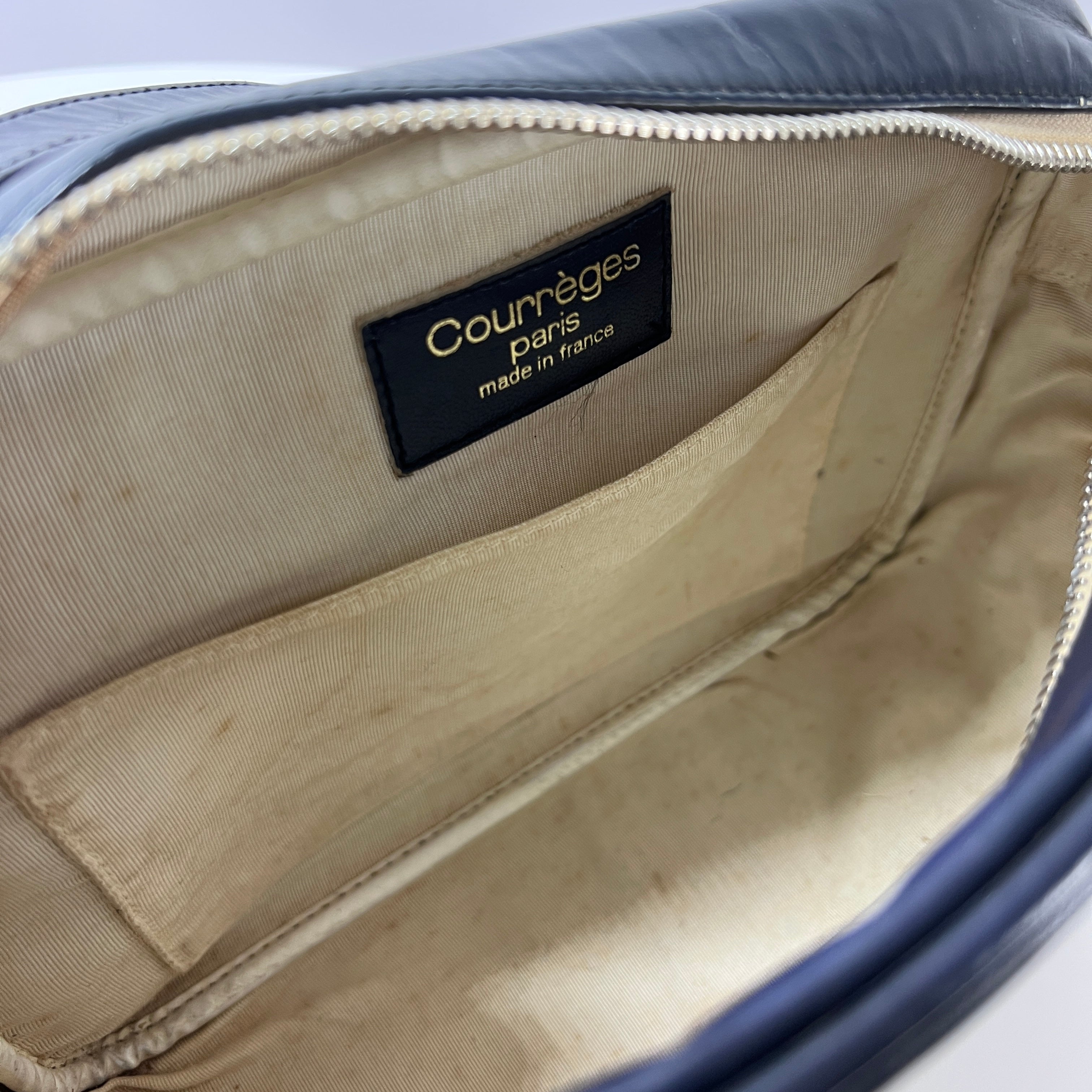 Sac à main COURREGES Camera cuir bleu