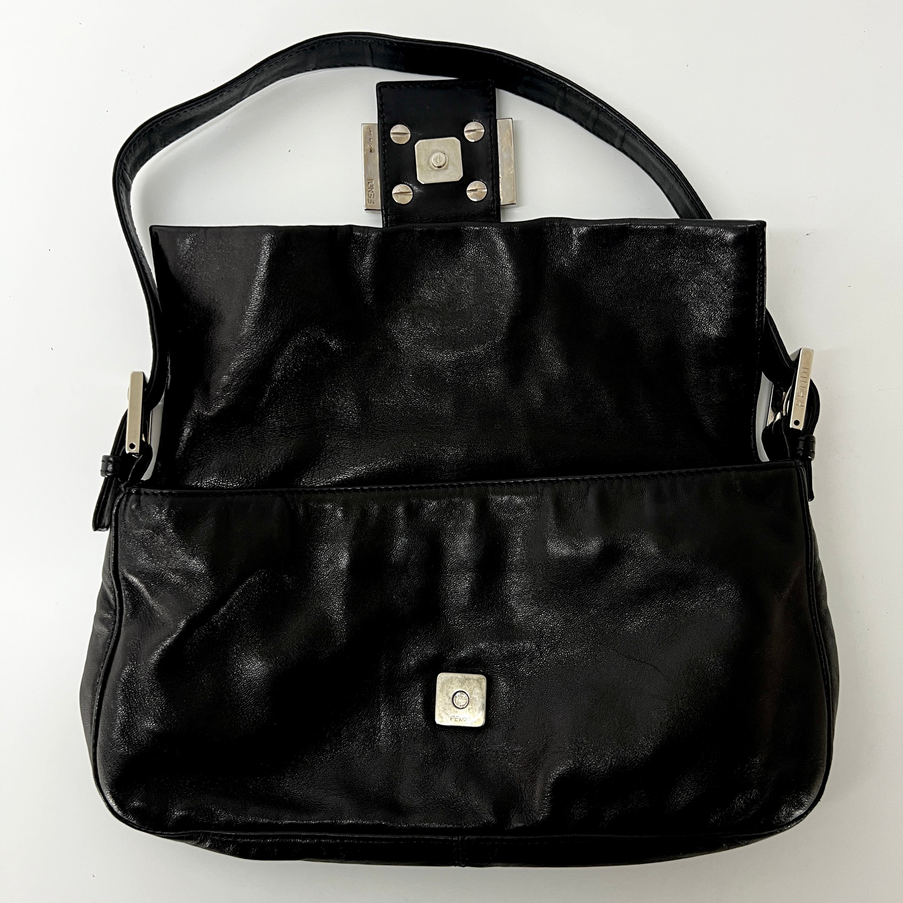 FENDI Mamma Baguette black leather handbag