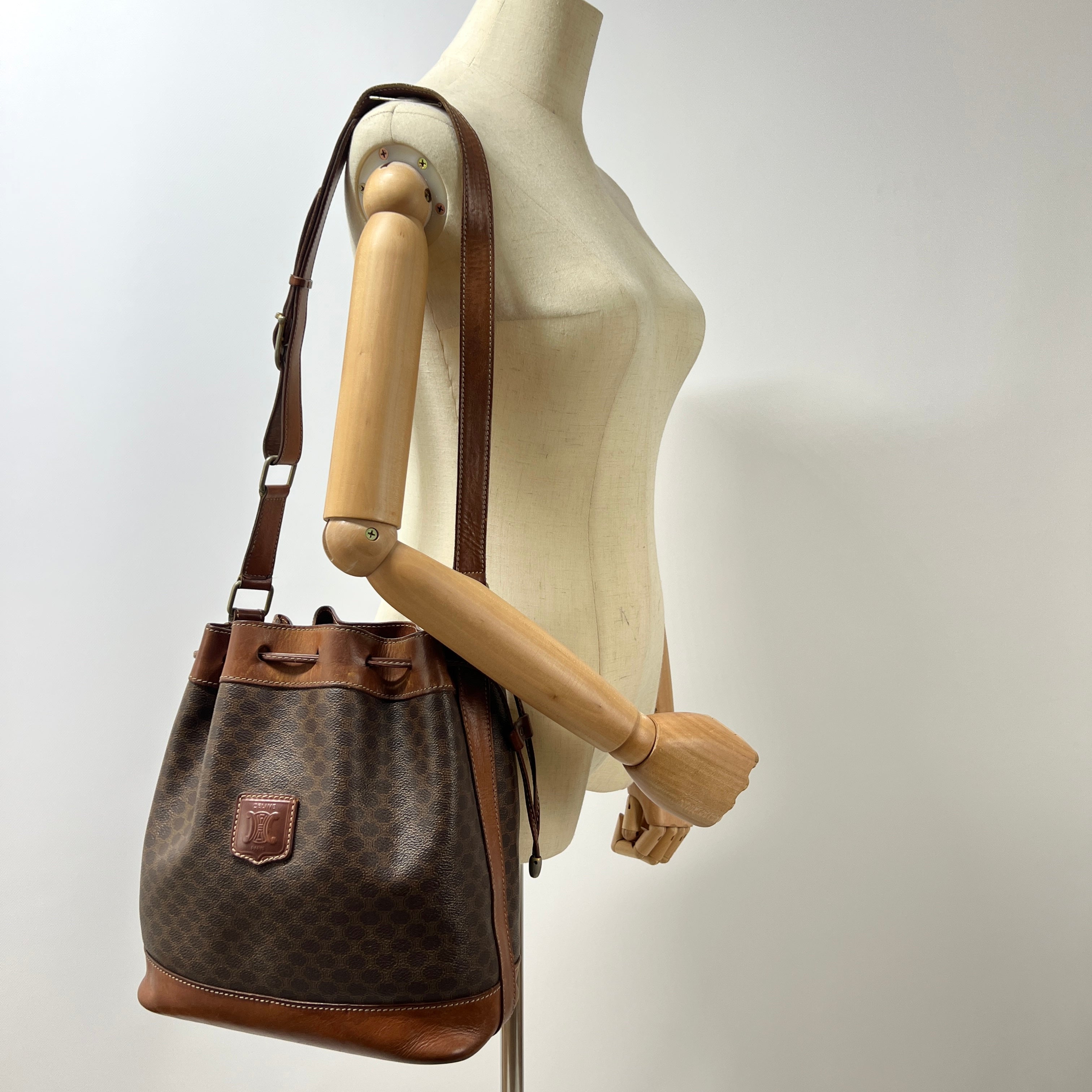 Sac sceau CELINE toile et cuir marron