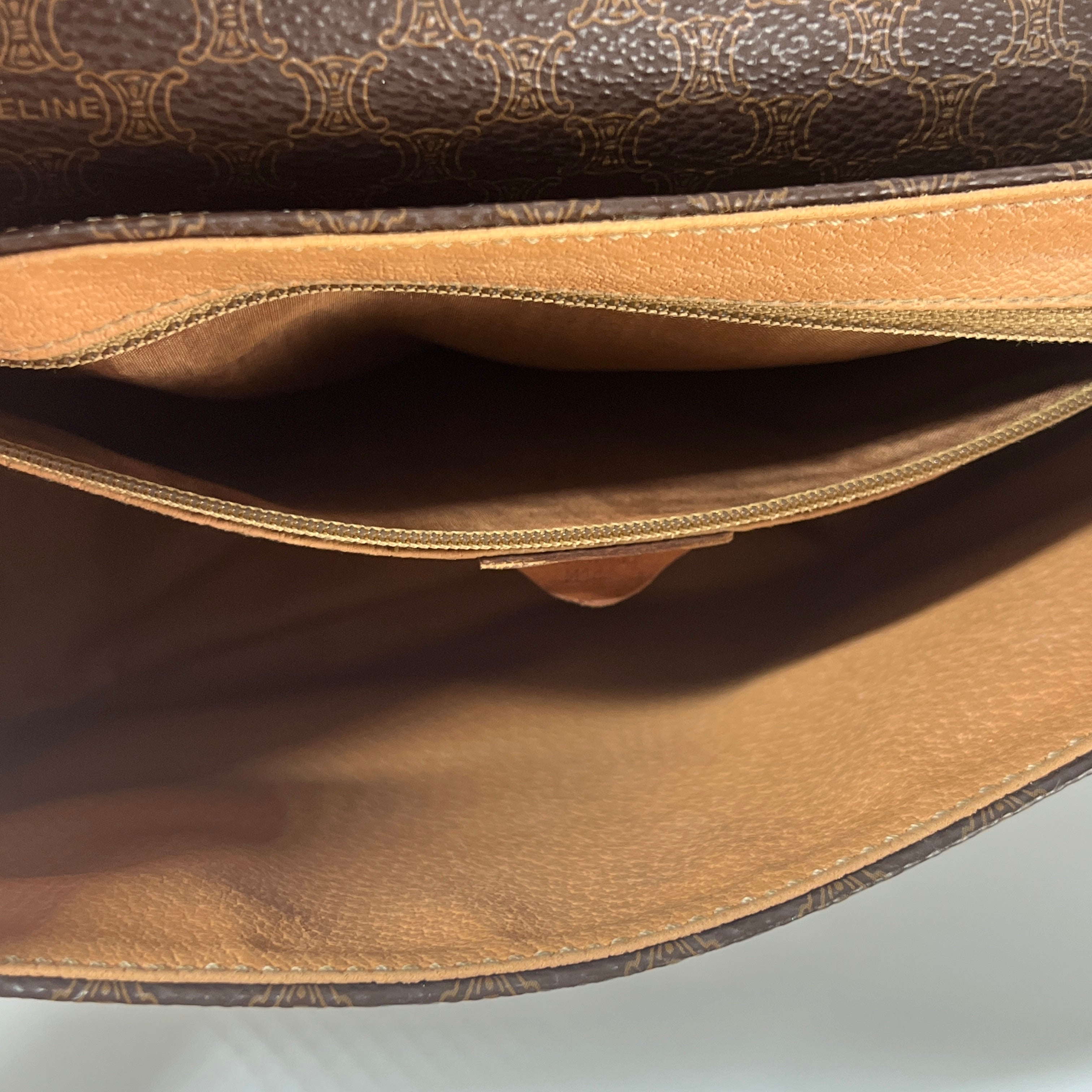 Sac à main CELINE toile et cuir marron