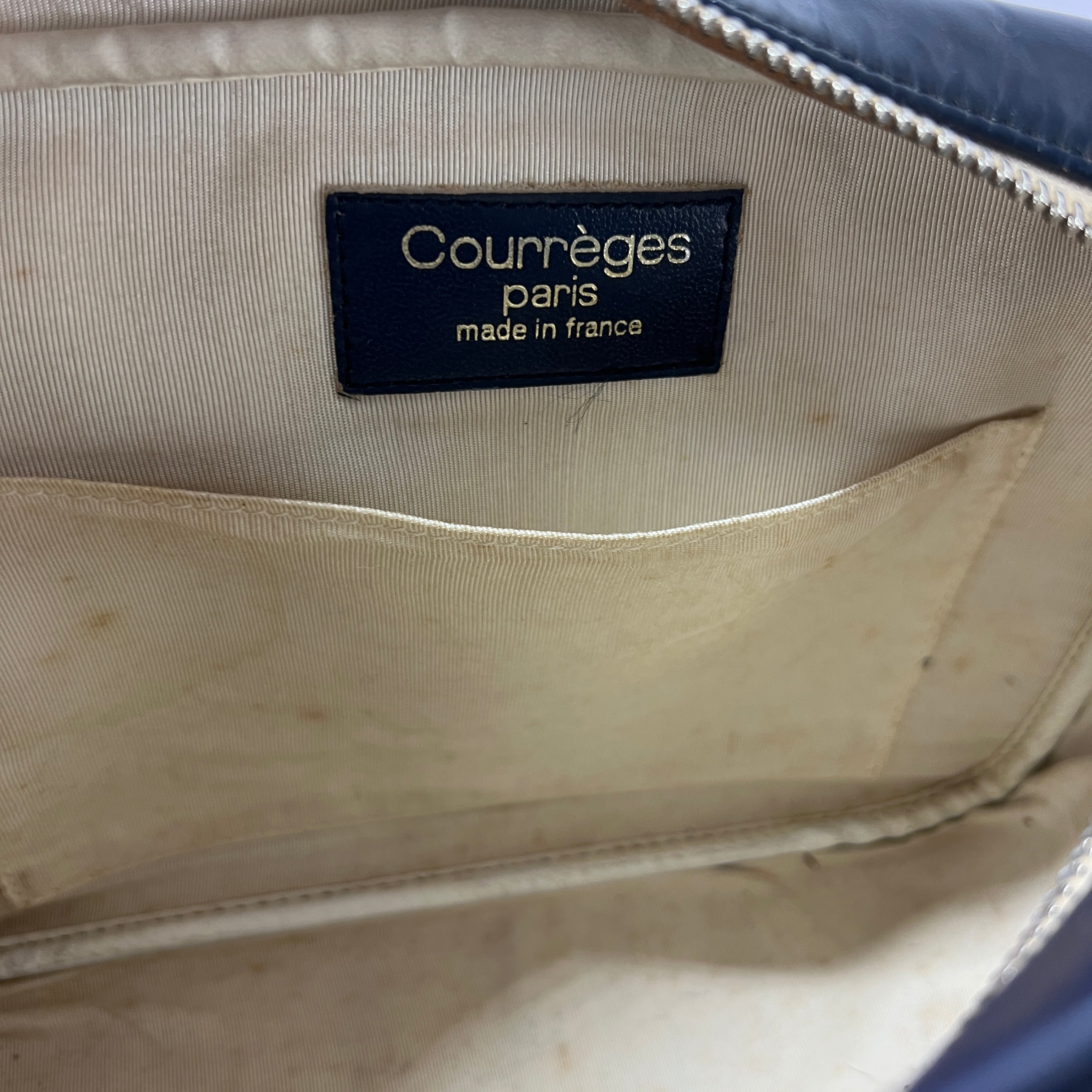Sac à main COURREGES Camera cuir bleu