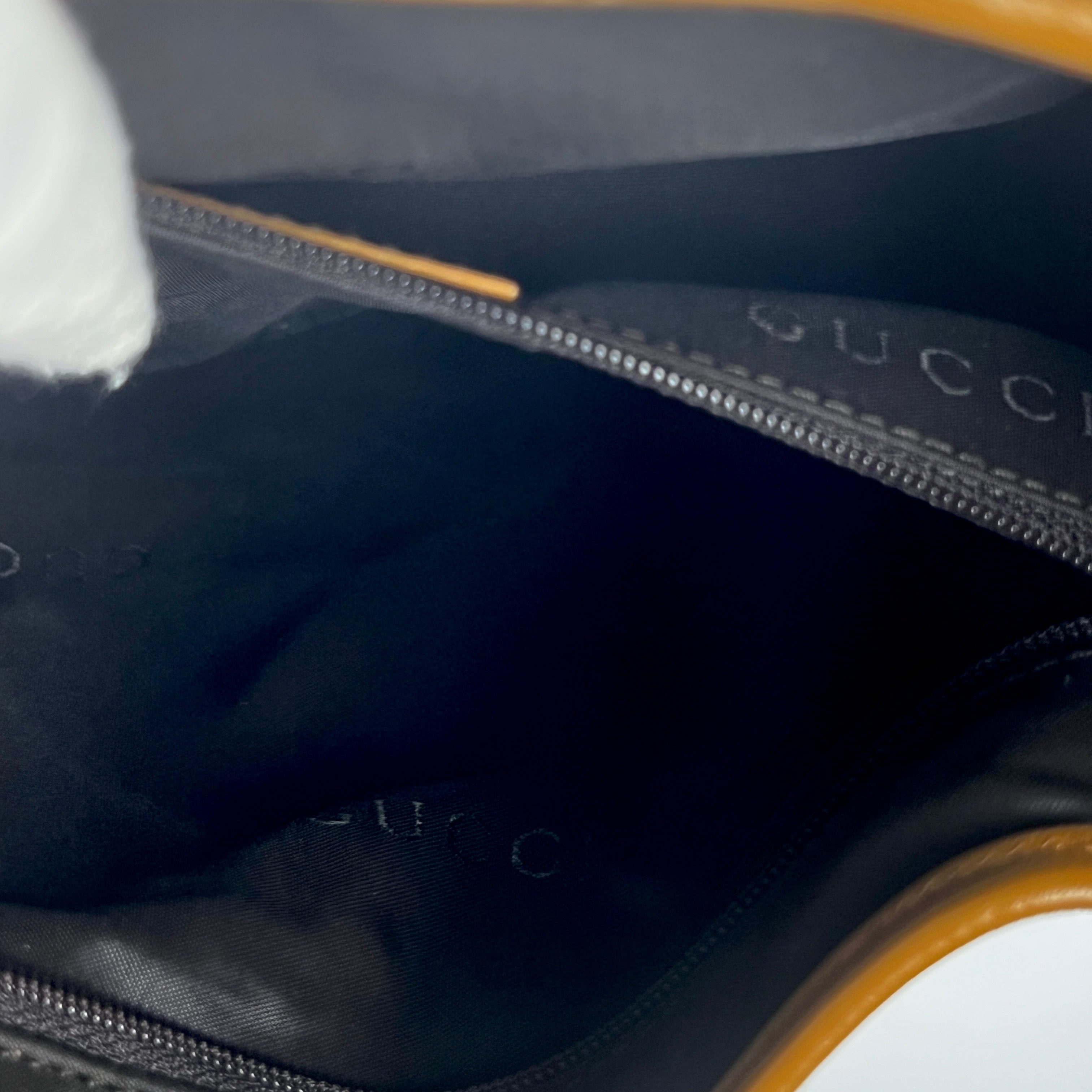 GUCCI Jackie canvas and beige leather handbag