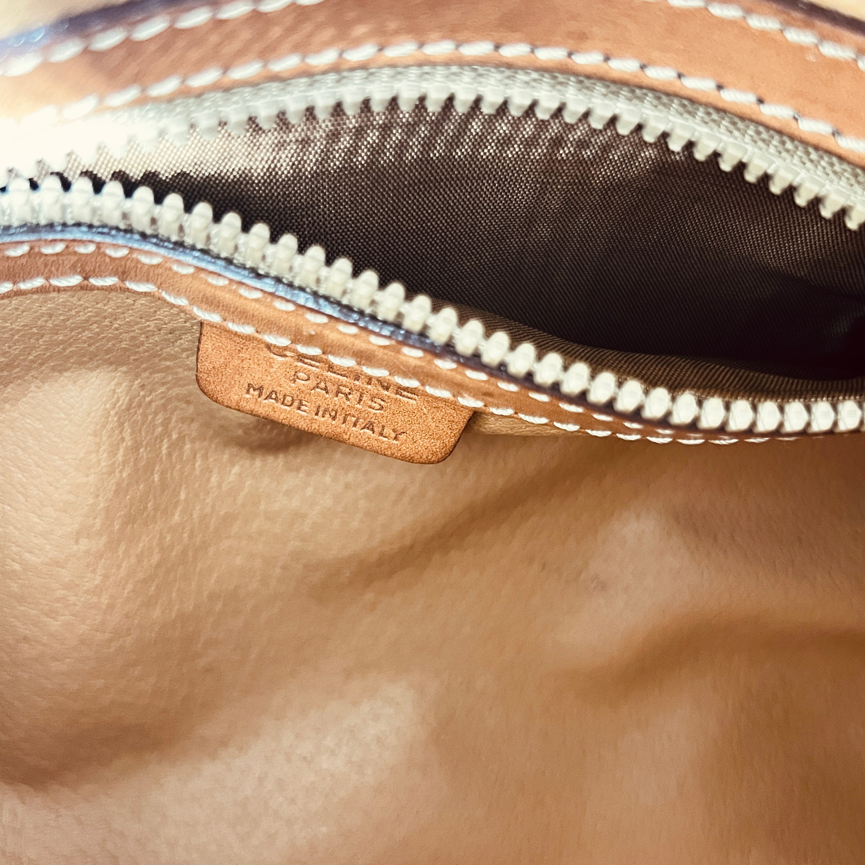 CELINE Papillon handbag in brown canvas and leather