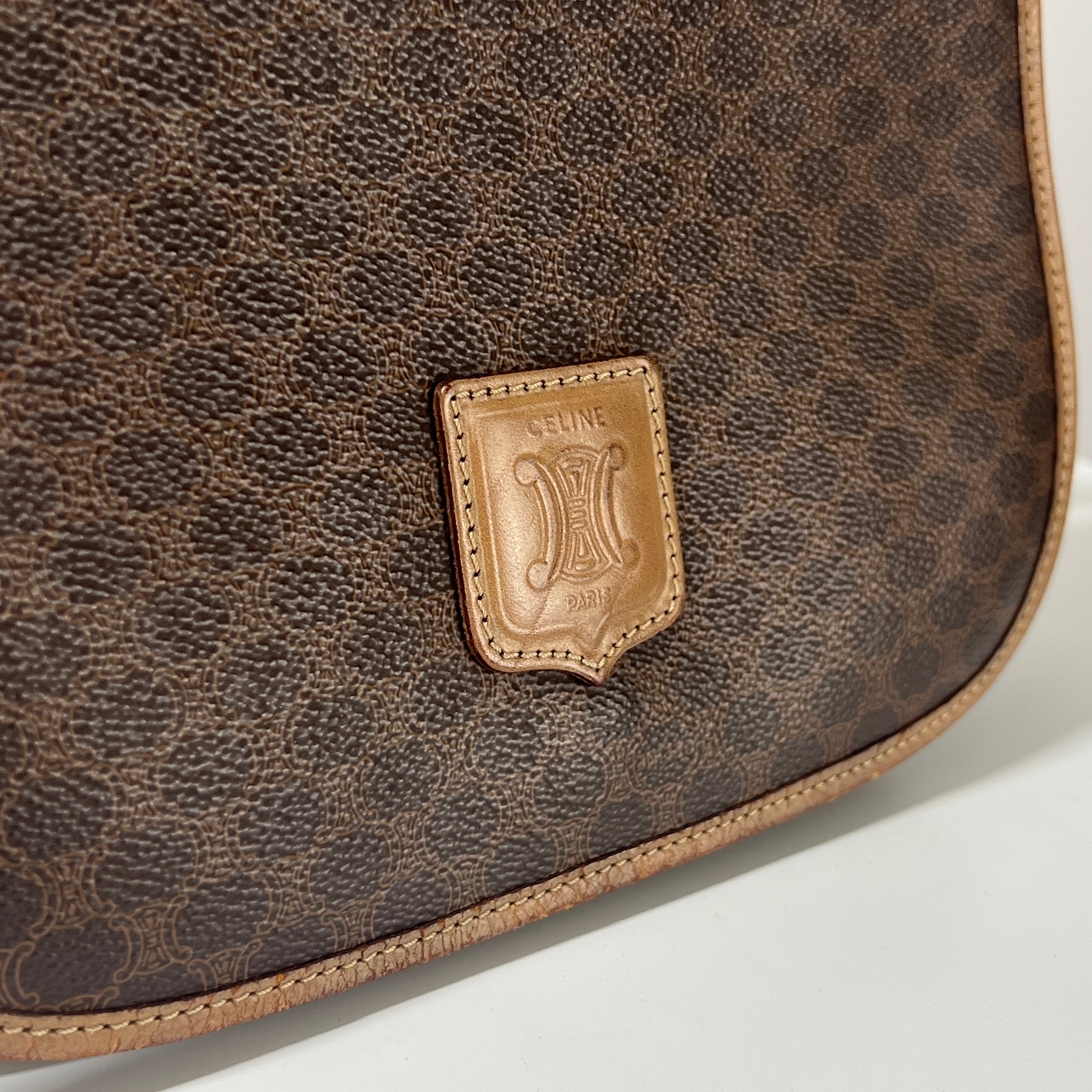 Sac à main CELINE toile et cuir marron