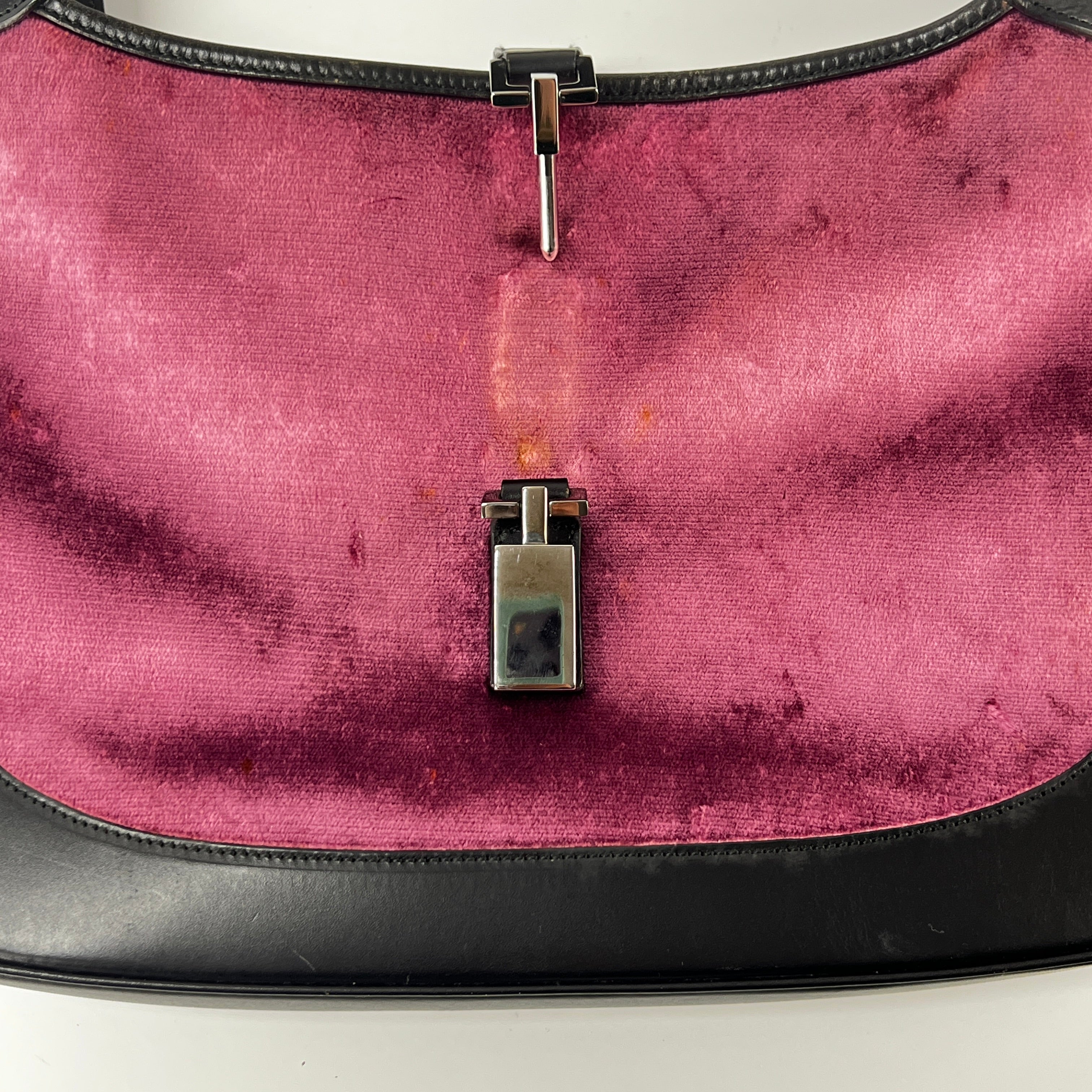Sac à main GUCCI Jackie suede et cuir rose