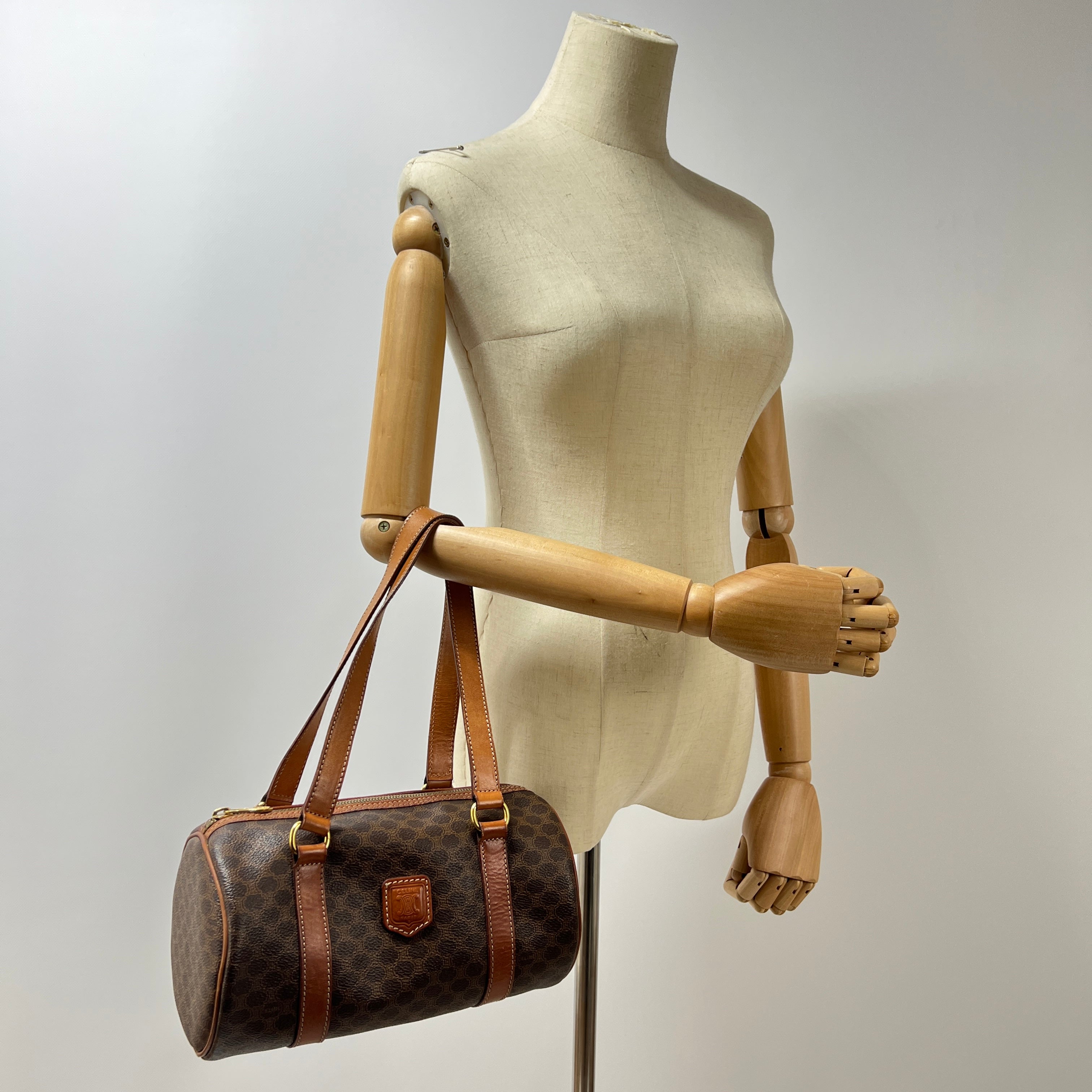 CELINE Papillon handbag in brown canvas and leather