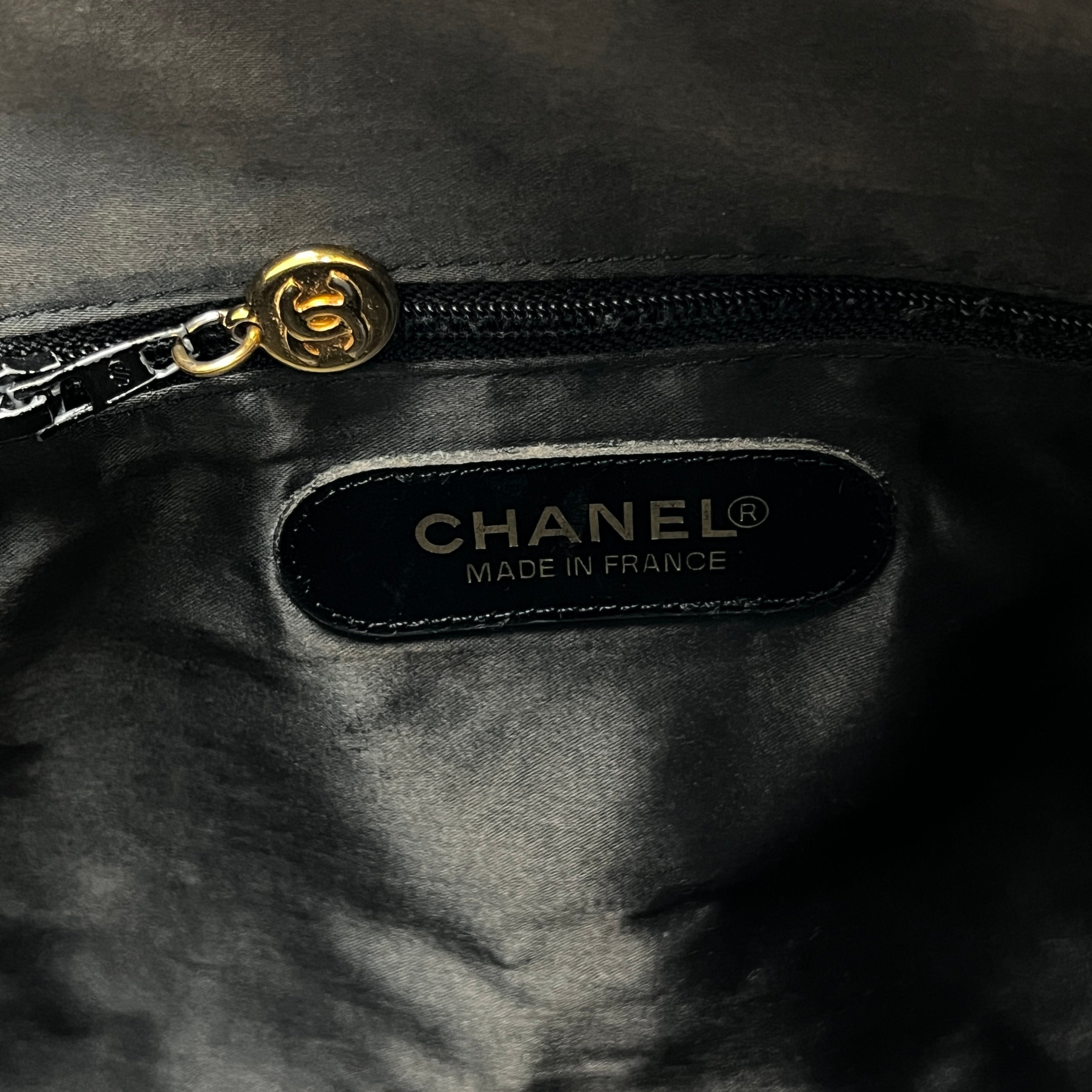 Sac à main CHANEL Boston cuir grainé noir