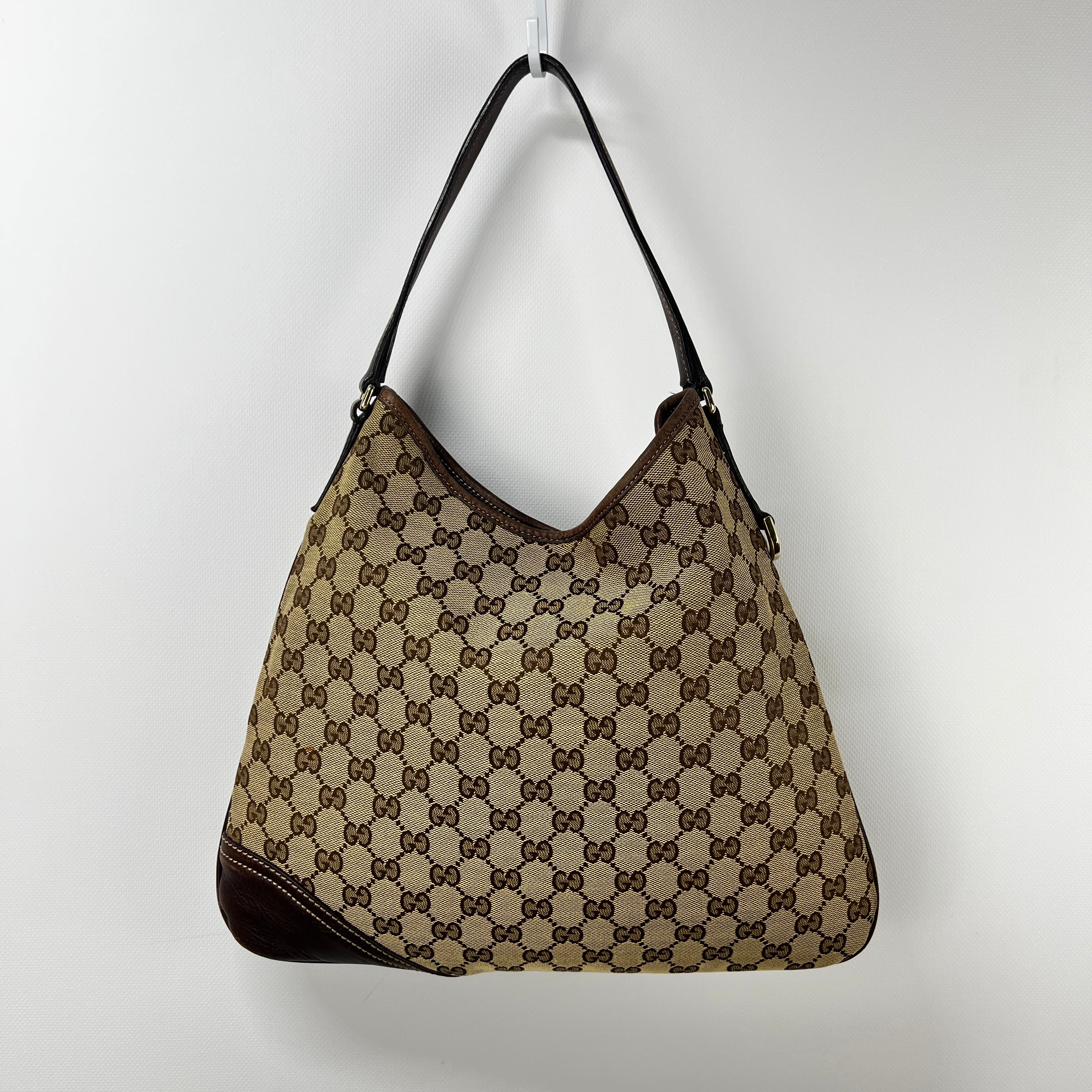 Sac à main GUCCI Hobo toile et cuir marron