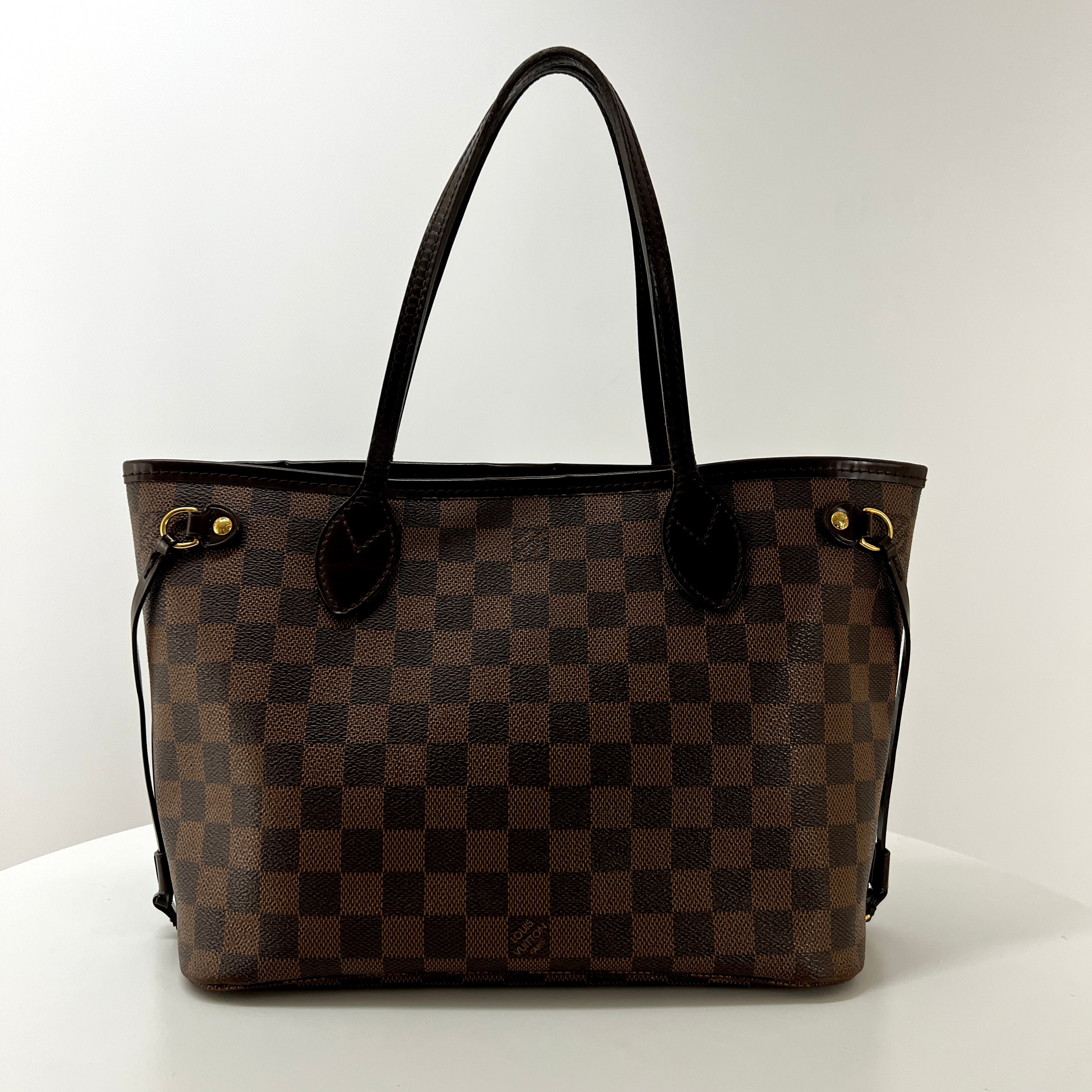 LOUIS VUITTON Neverfull PM handbag in brown canvas and leather