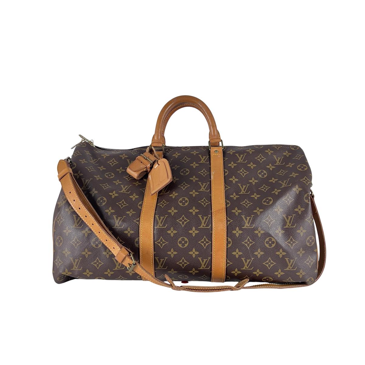 LOUIS VUITTON Keepall 50 canvas and brown leather handbag