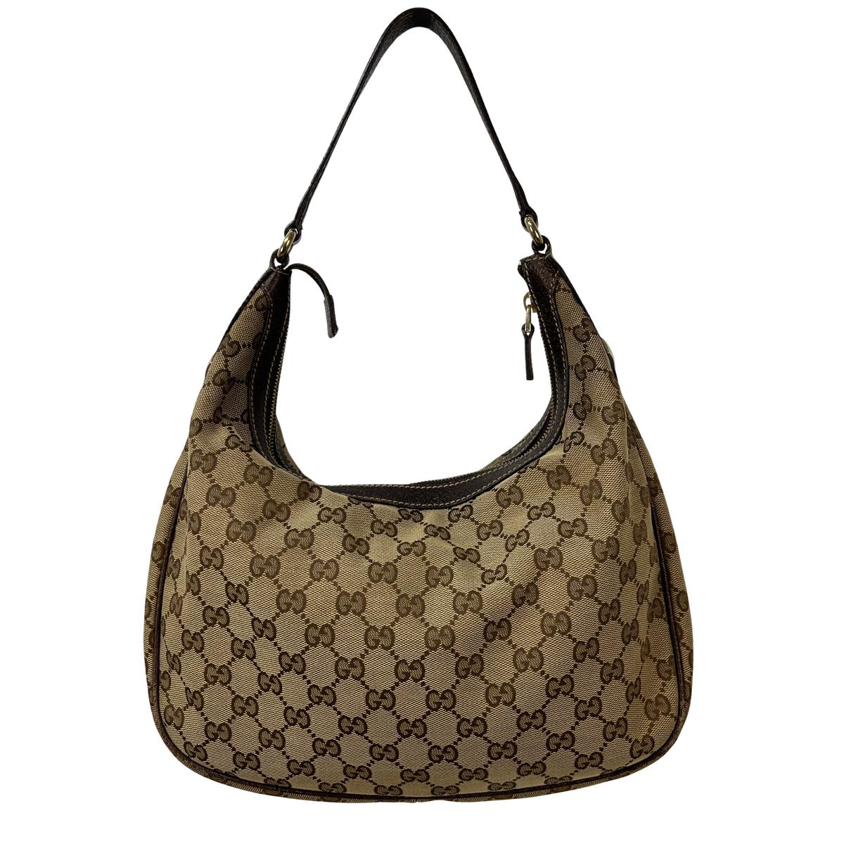 Sac à main GUCCI Hobo toile et cuir marron