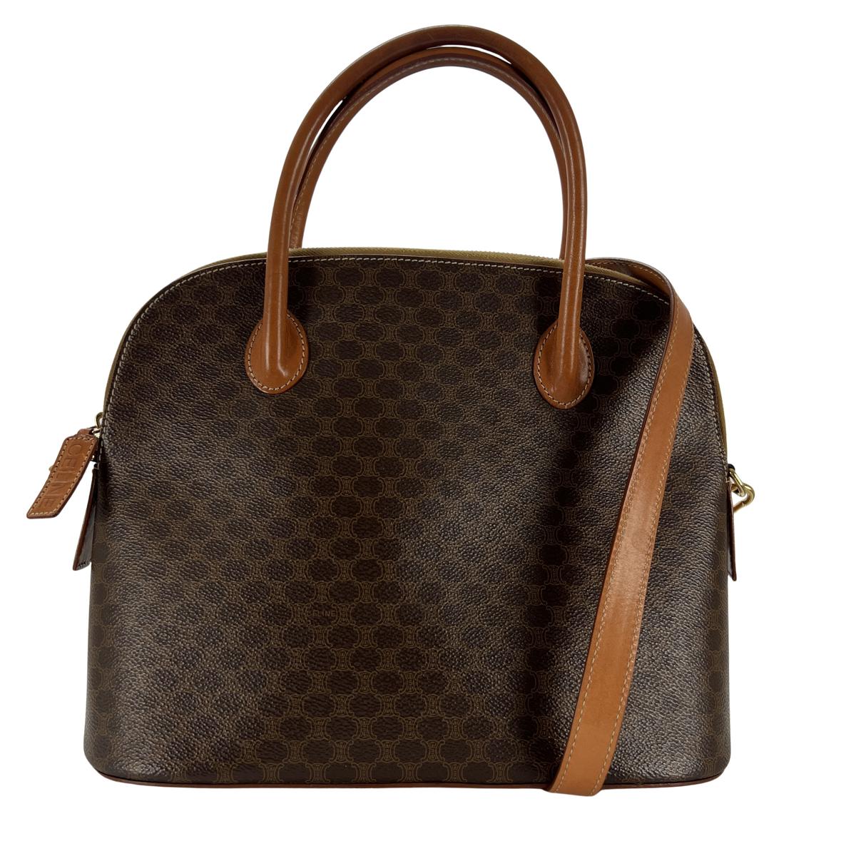 Sac à main CELINE toile et cuir marron