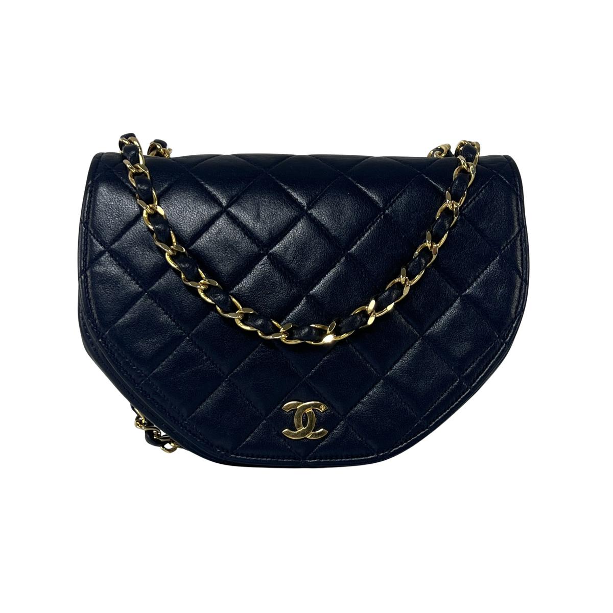 CHANEL Half-Moon navy leather handbag