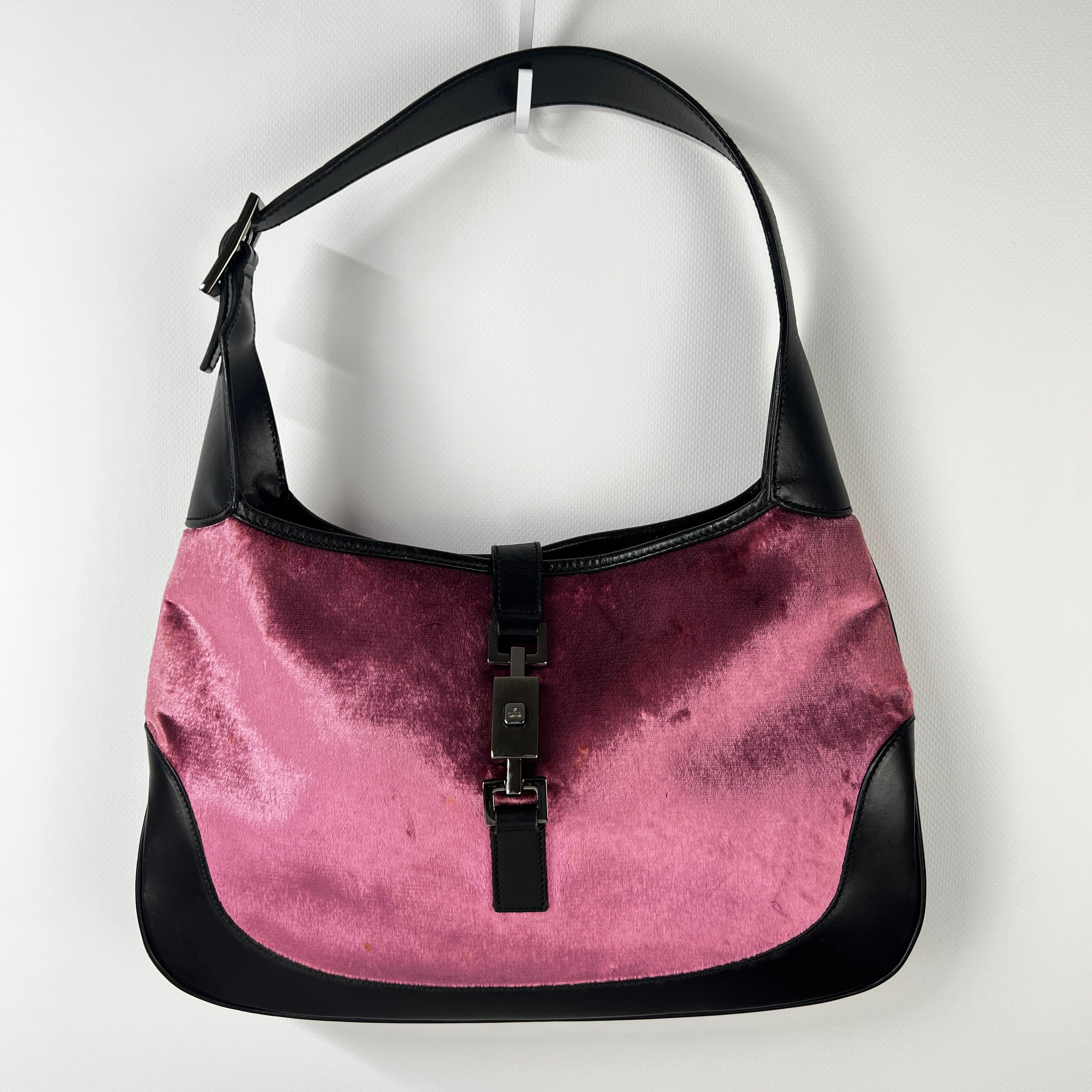 Sac à main GUCCI Jackie suede et cuir rose