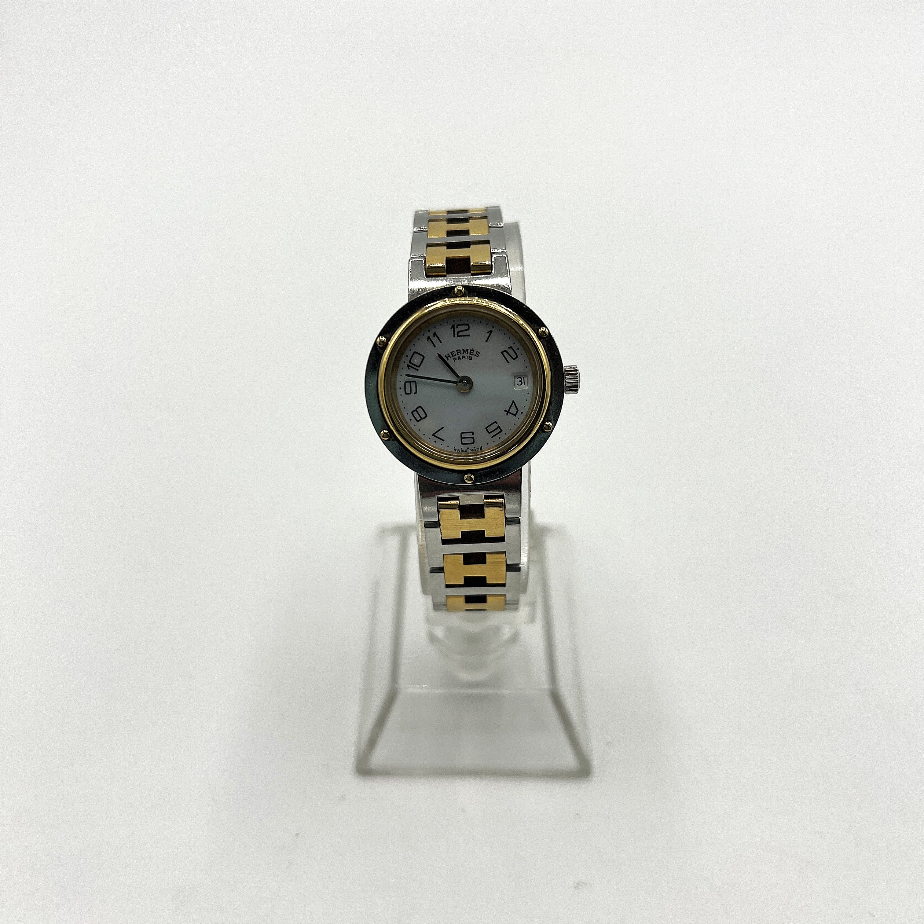 Montre HERMES Clipper acier Bicolore