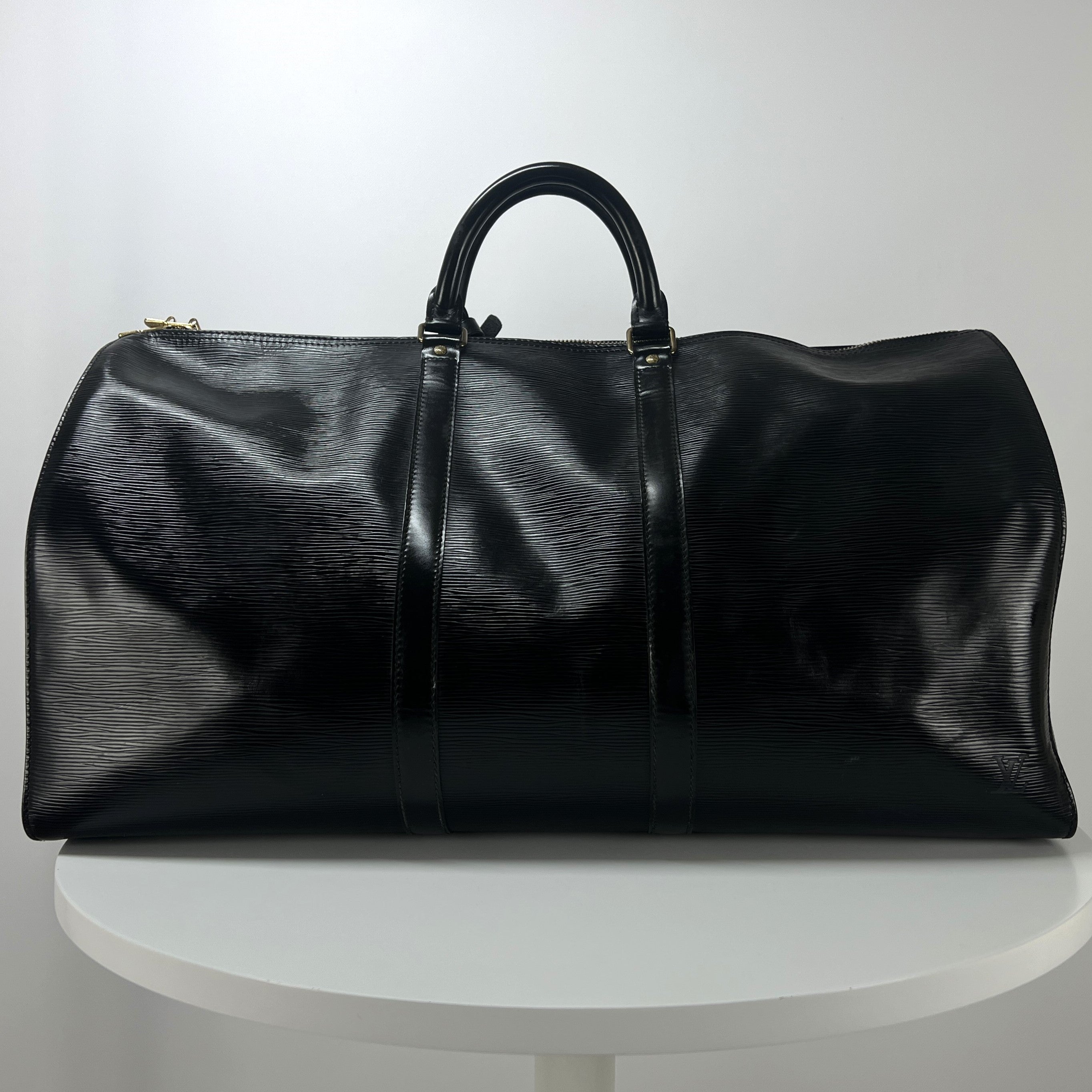 LOUIS VUITTON Keepall 55 black epi leather handbag